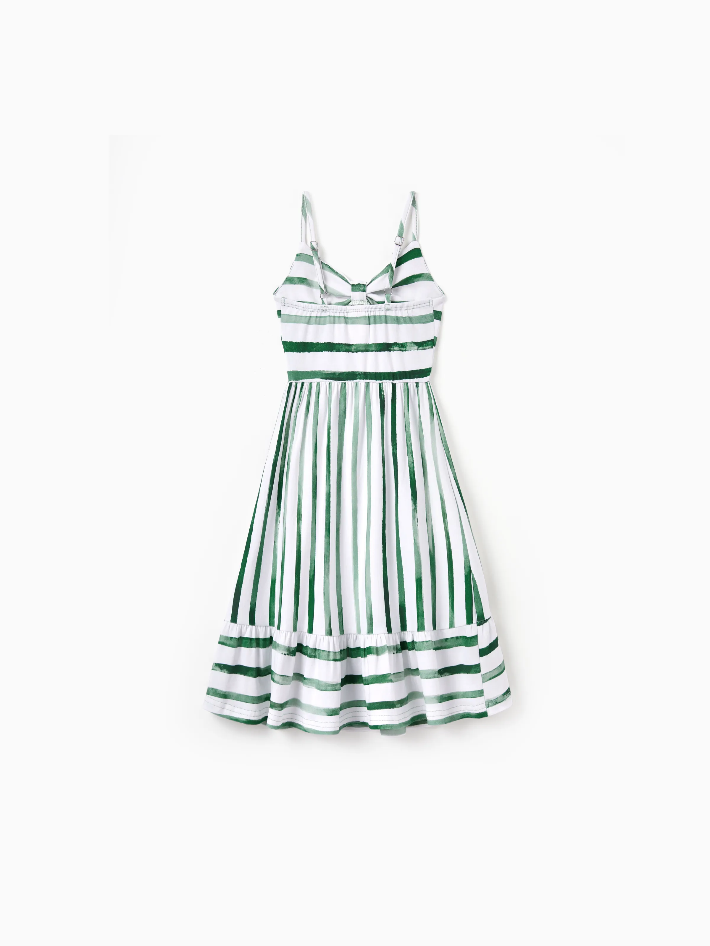 Mommy & me Cotton Outfits Set Green Striped T-Shirt and Dress Set for Dad, Mom, Kids & Baby, Perfect for Summer Family Outings & Photos Green - Image 14