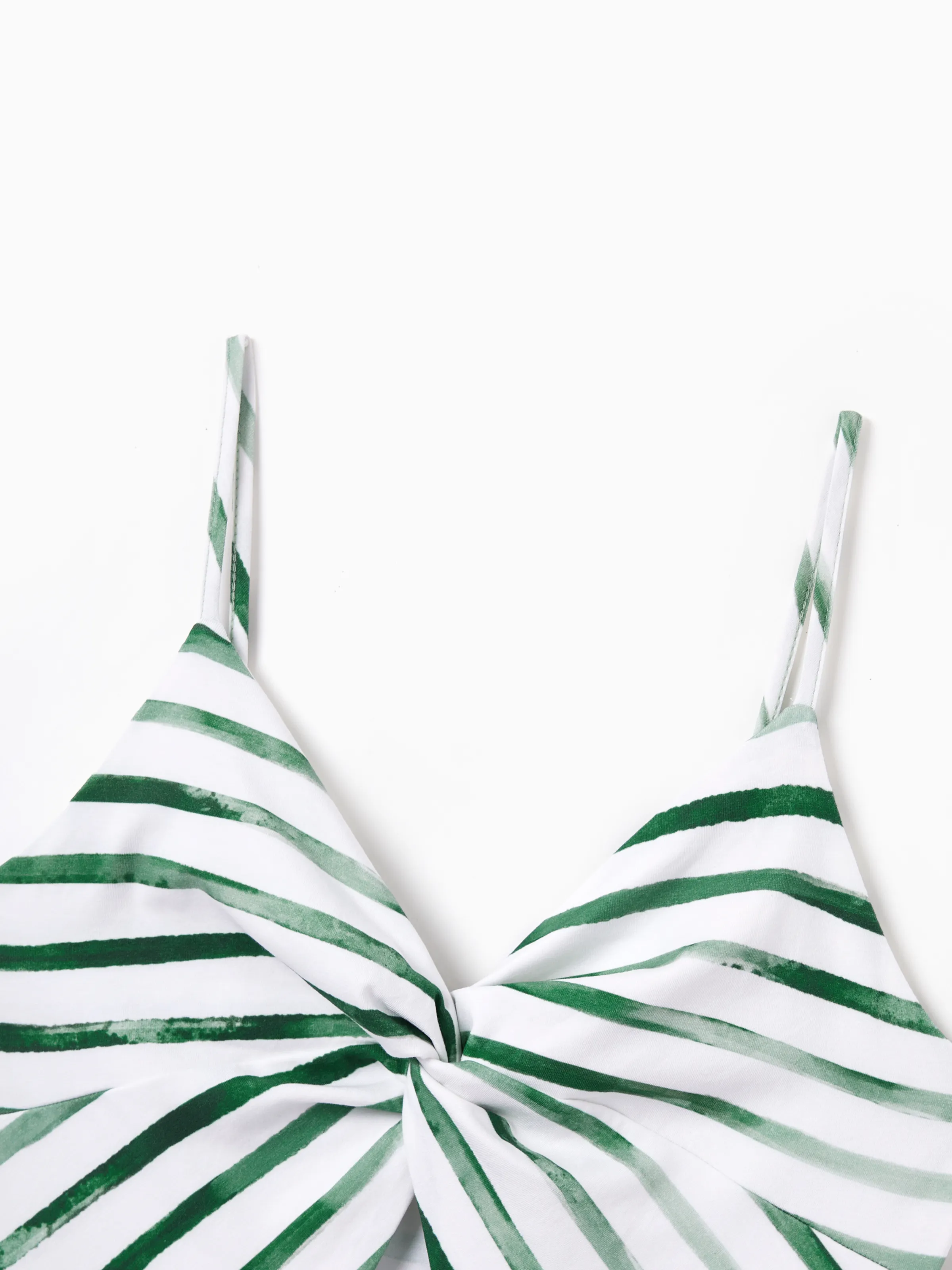 Mommy & me Cotton Outfits Set Green Striped T-Shirt and Dress Set for Dad, Mom, Kids & Baby, Perfect for Summer Family Outings & Photos Green - Image 8