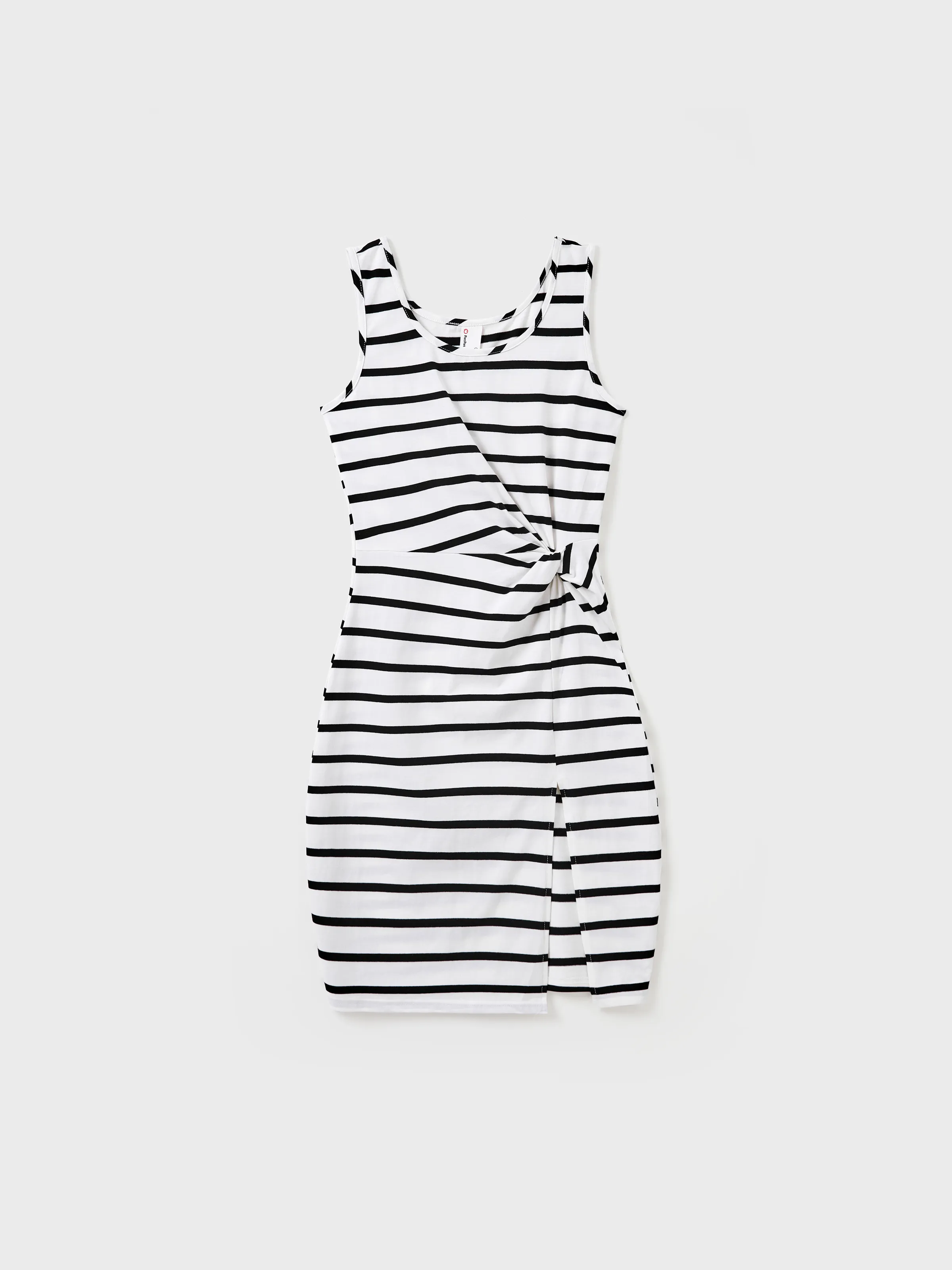 Mommy & me Cotton Set Strap Bodycon Dress Black+White - Image 3