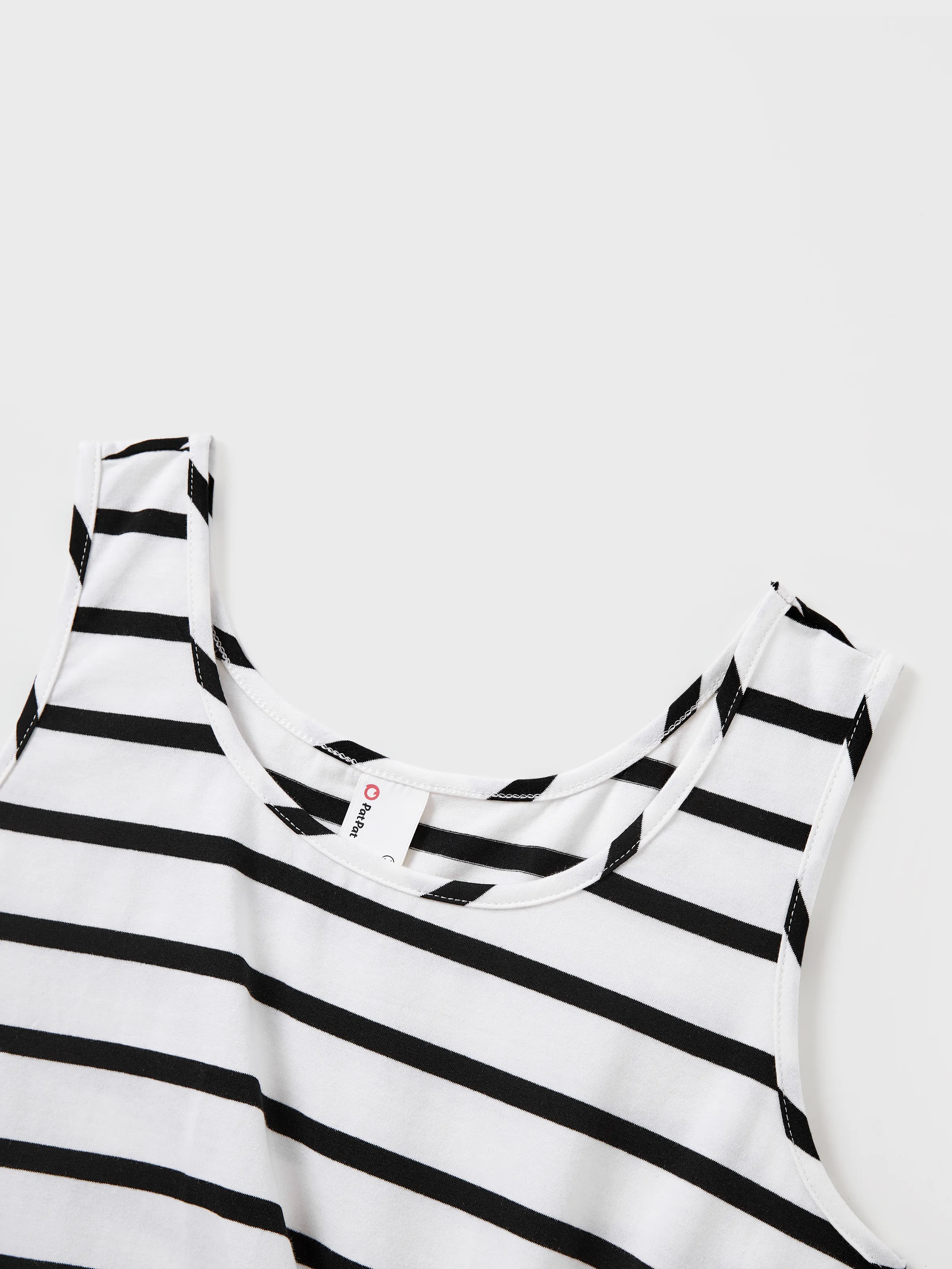 Mommy & me Cotton Set Strap Bodycon Dress Black+White - Image 5