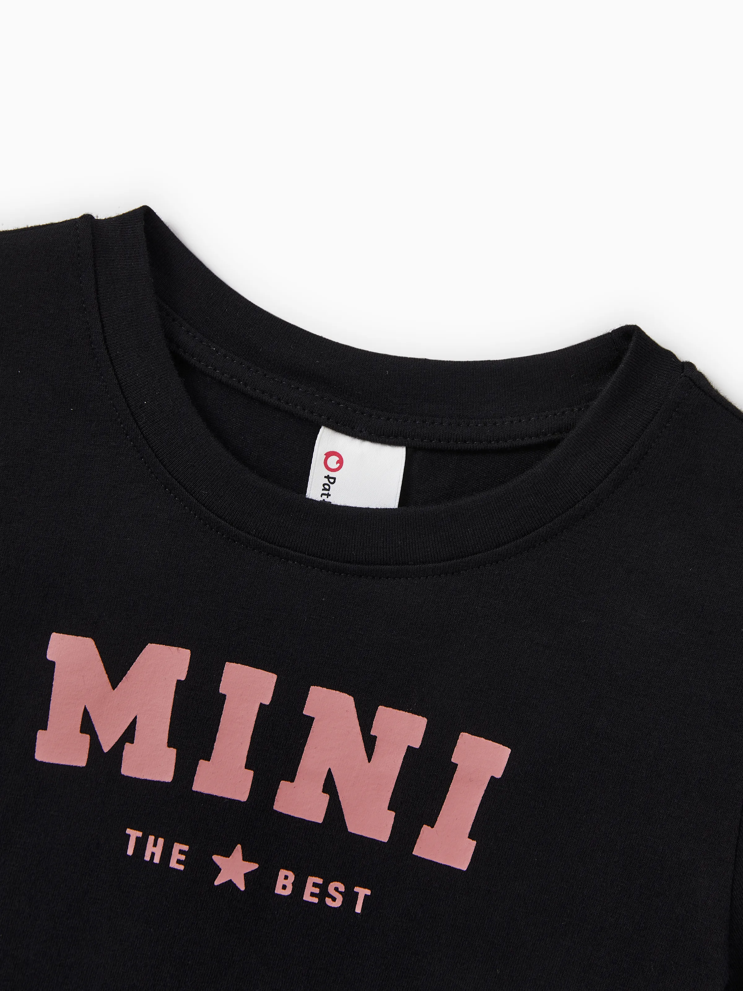 Mommy & me Cotton T-Shirt & Dress Set Daddy / Mini Print Black Tee for Dad and boy, Floral Print splicing Dress for Mom, girl and Baby, Perfect for Summer Family Outings Black - Image 20