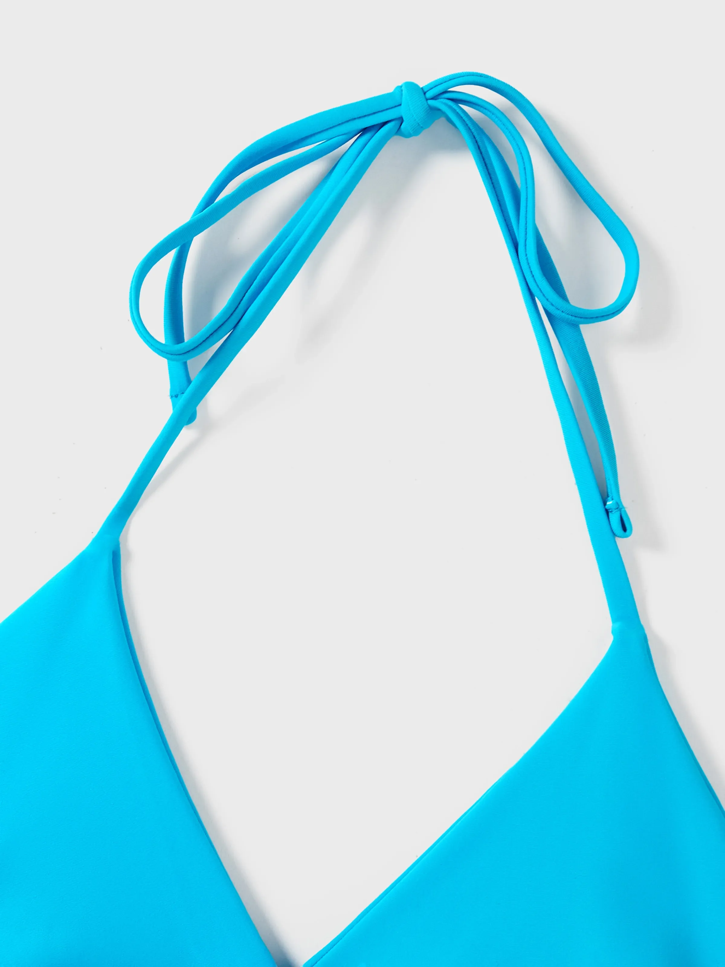 Mommy & me Drawstring Cut Out Lace UP Back One-Piece Swimsuit BLUEWHITE - Image 5