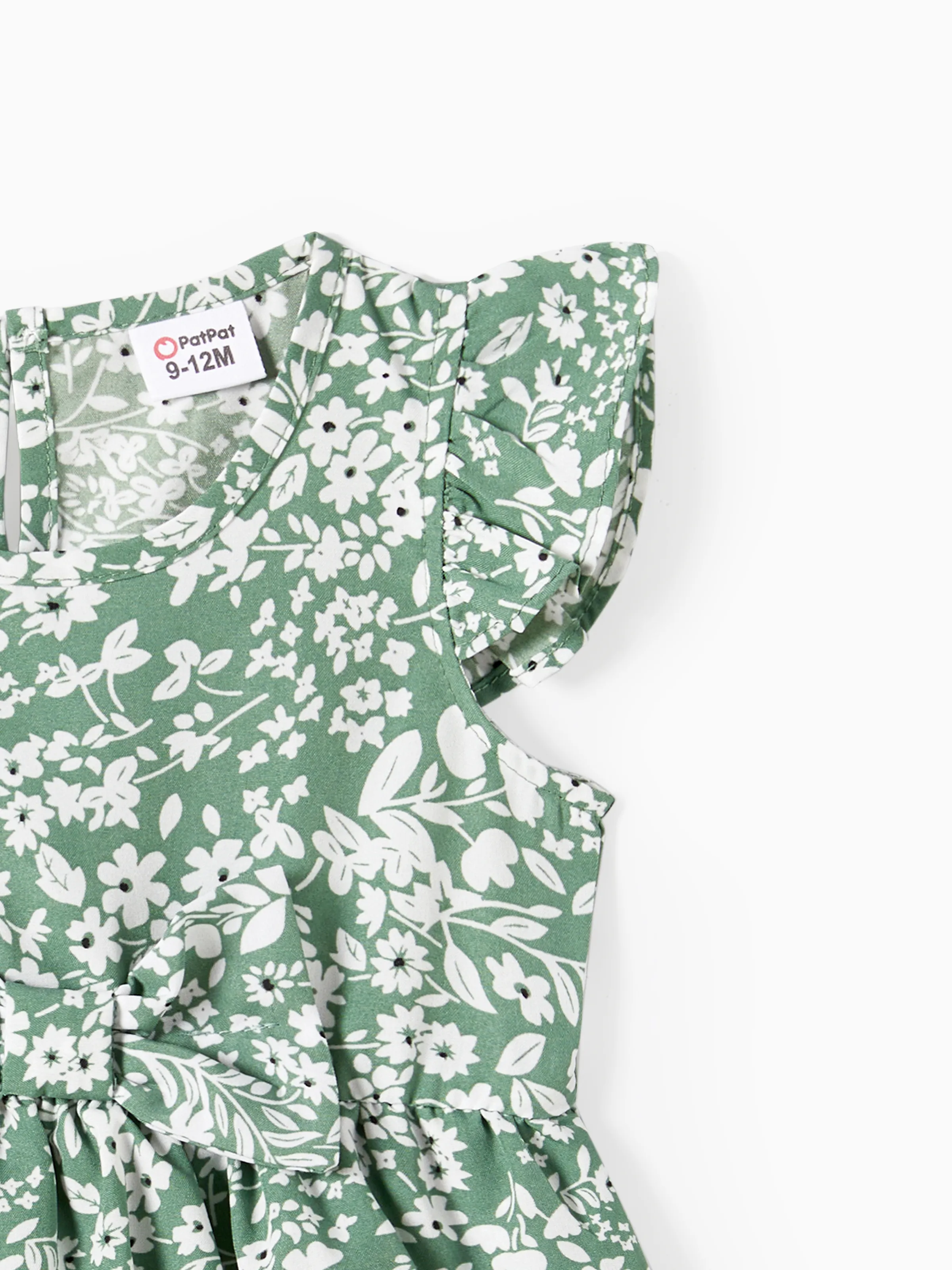 Mommy & me Elegant Broken Flower Matching Outfits for Family, Smocking Design, Medium Thickness Green - Image 16