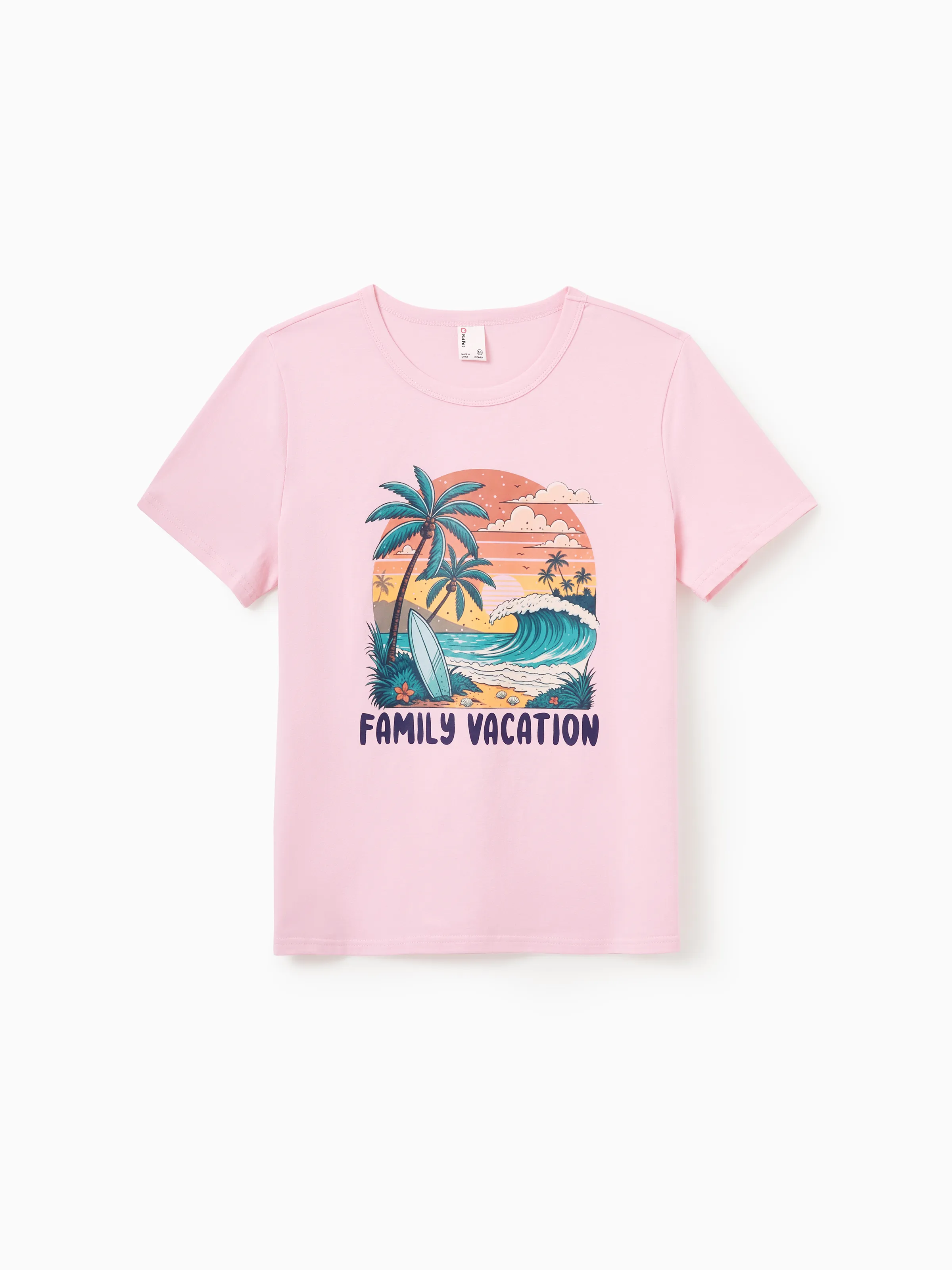 Mommy & me "Family Vacation" Graphic Cotton Tees Tropical Surf Print T-Shirt Multi-color - Image 3