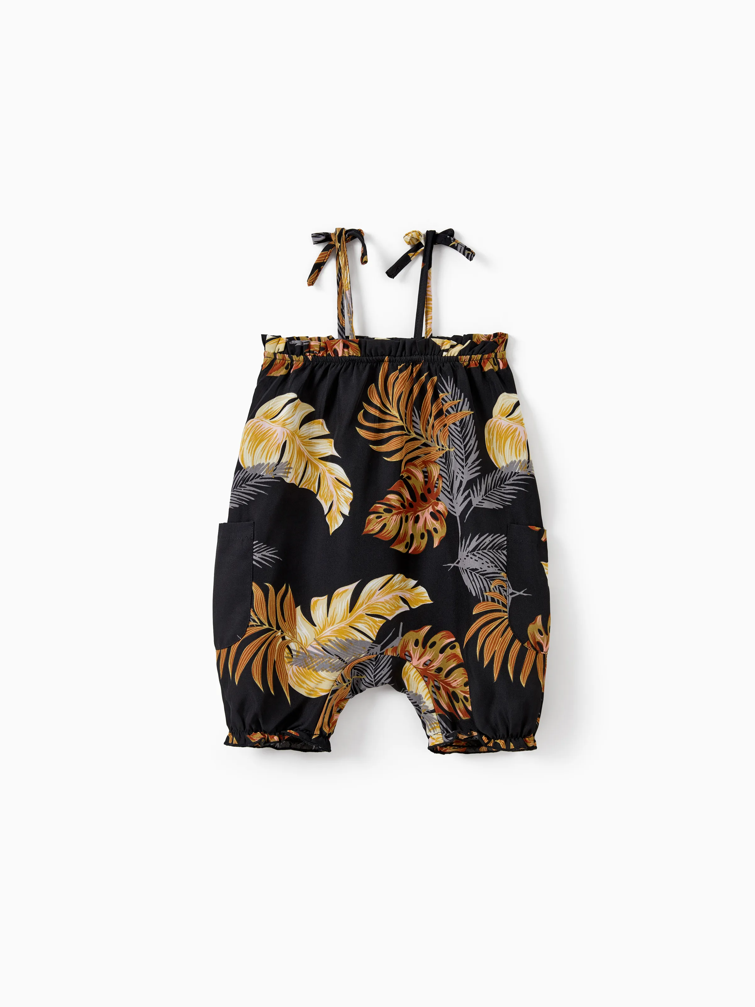 Mommy & me Floral Print Beach Wear Camisole top and Wide-Leg Pants Set for Summer Vacation Family Looks Black+White - Image 18