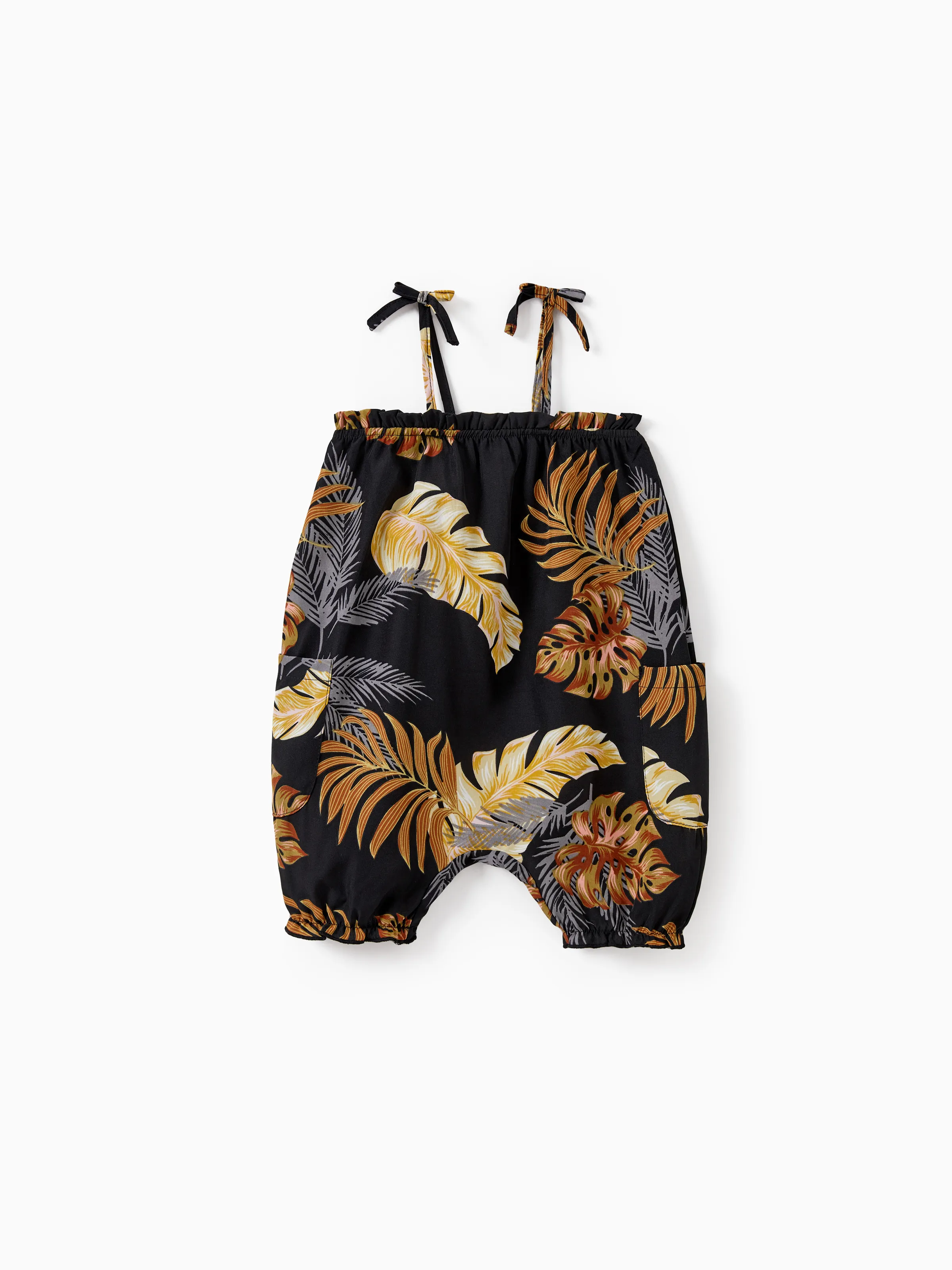 Mommy & me Floral Print Beach Wear Camisole top and Wide-Leg Pants Set for Summer Vacation Family Looks Black+White - Image 19