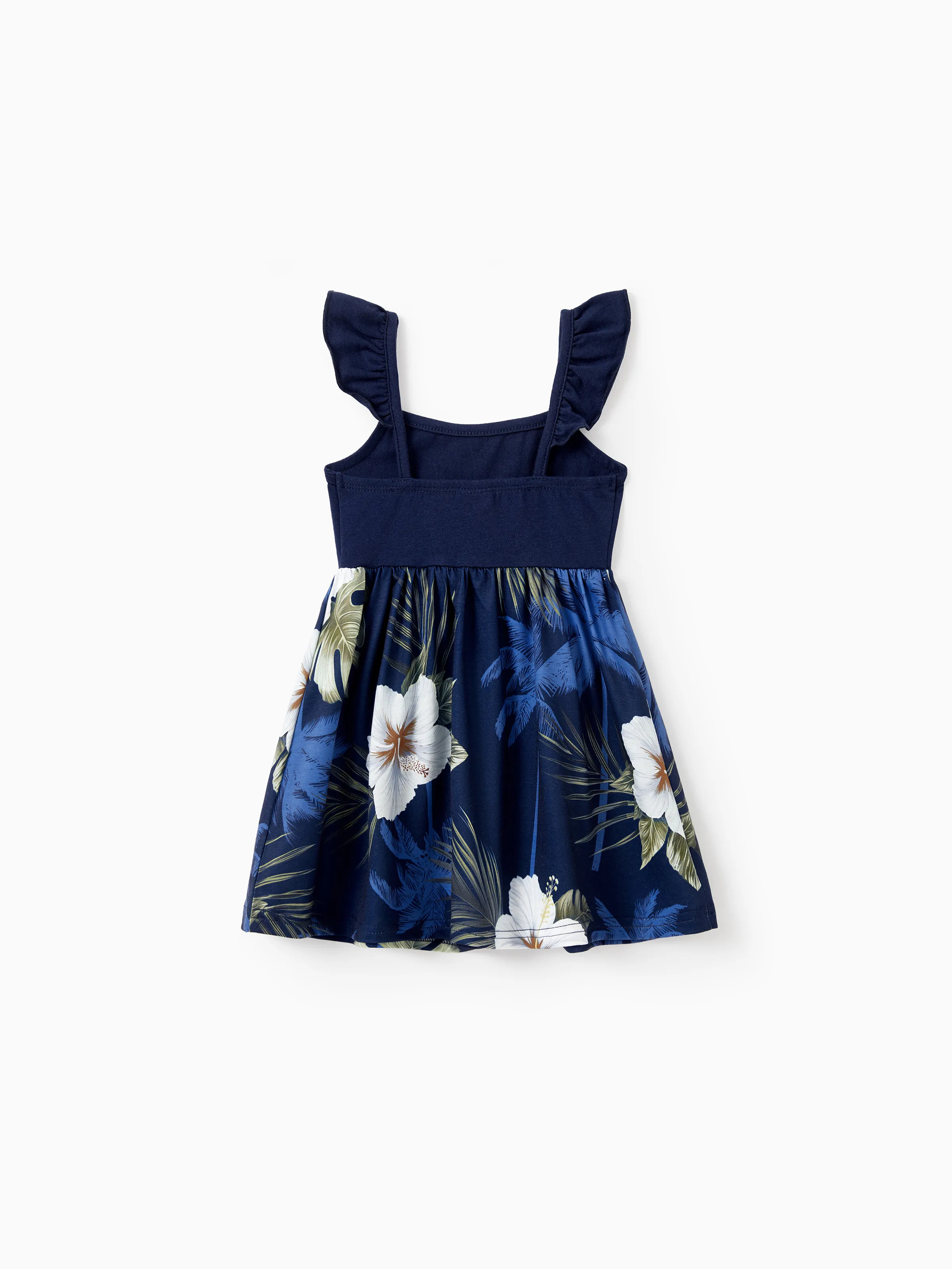 Mommy & me Floral Print Splicing Sleeveless Tank Dress Deep Blue - Image 14