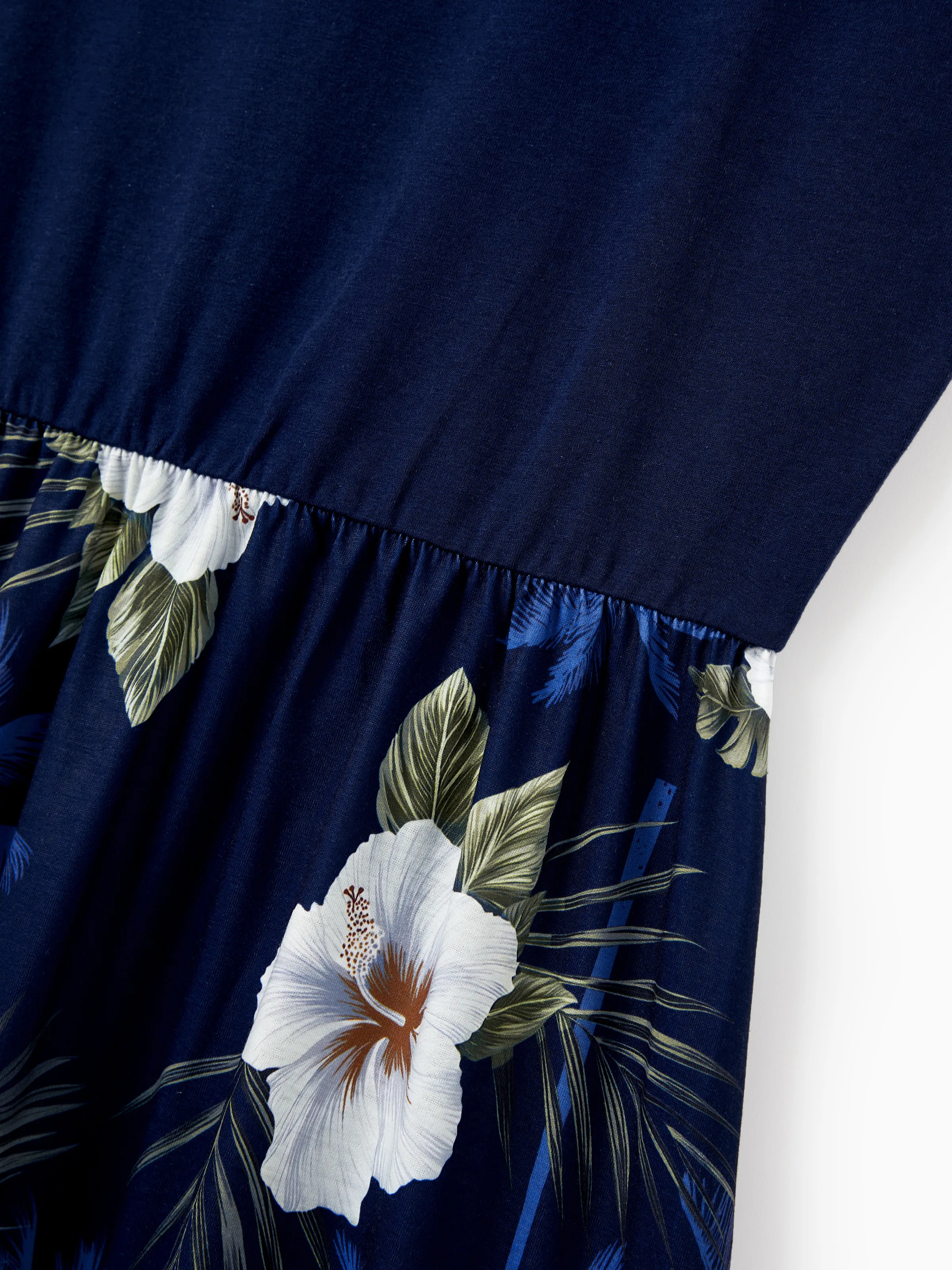 Mommy & me Floral Print Splicing Sleeveless Tank Dress Deep Blue - Image 7
