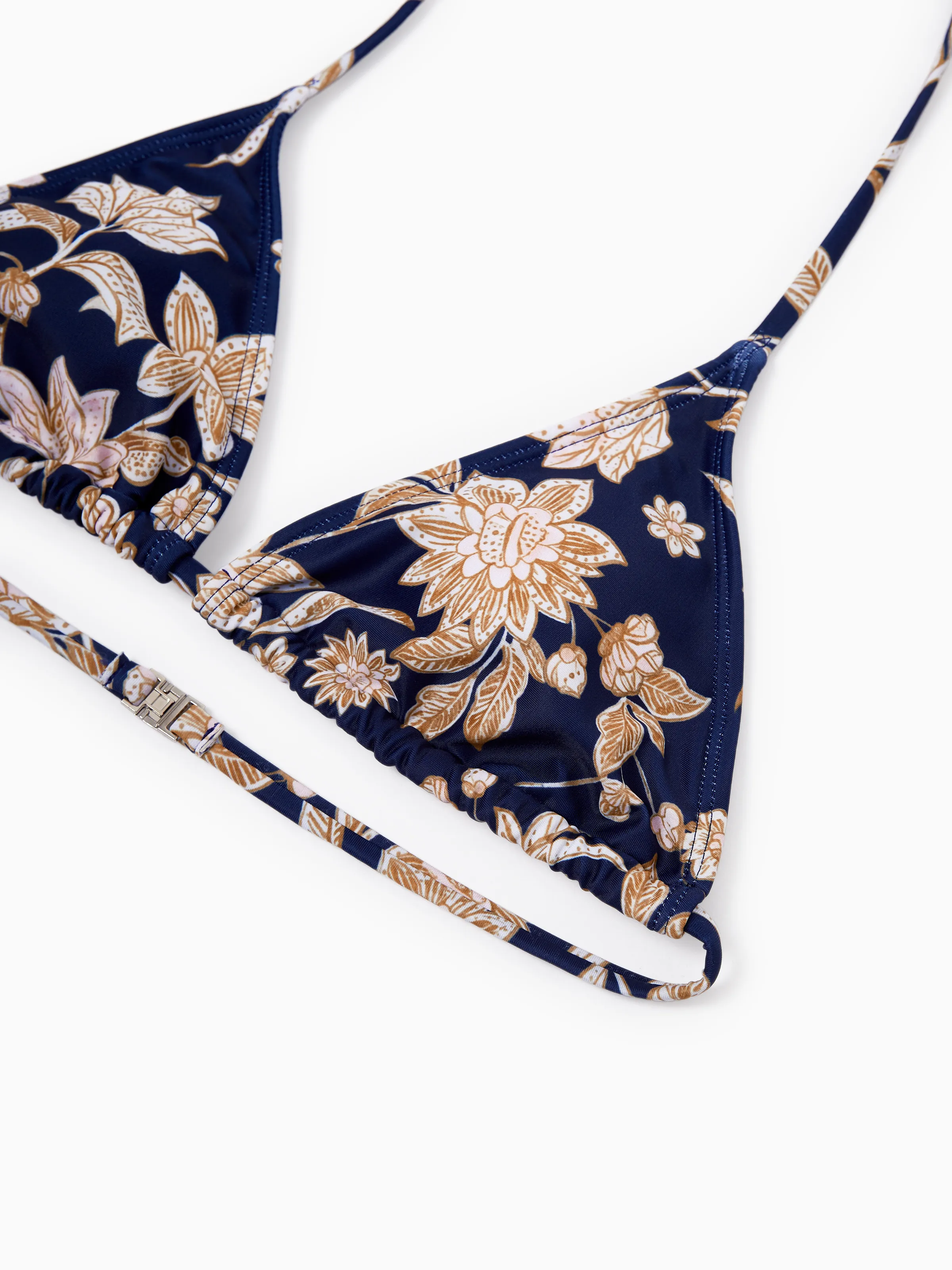 Mommy & me Floral Print Swimsuits 2-in-1 One-Piece Swimsuit & Swim Trunks Deep Blue - Image 7