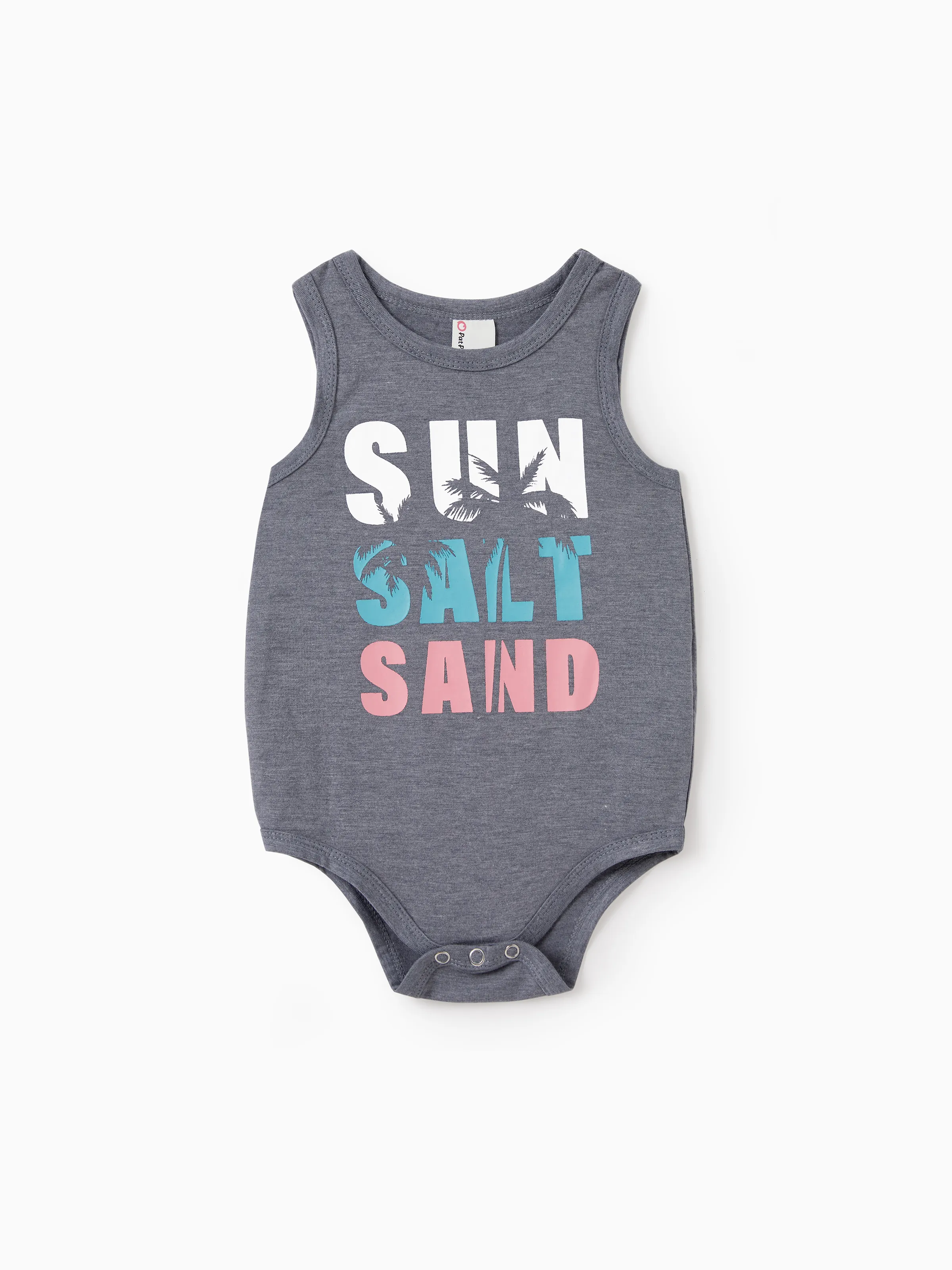 Mommy & me Letter Print Sleeveless Tank Dress Set Grey - Image 13