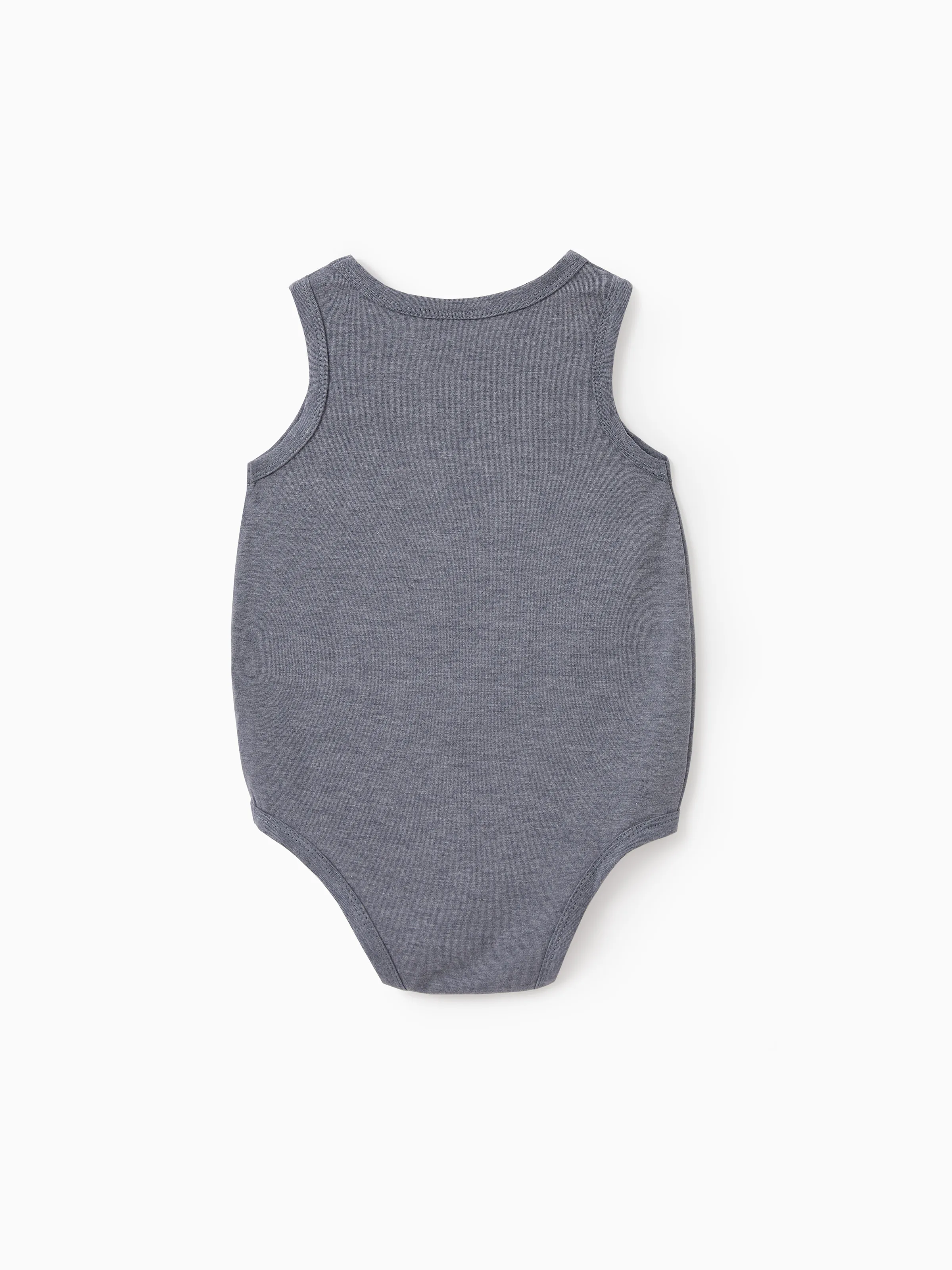 Mommy & me Letter Print Sleeveless Tank Dress Set Grey - Image 14