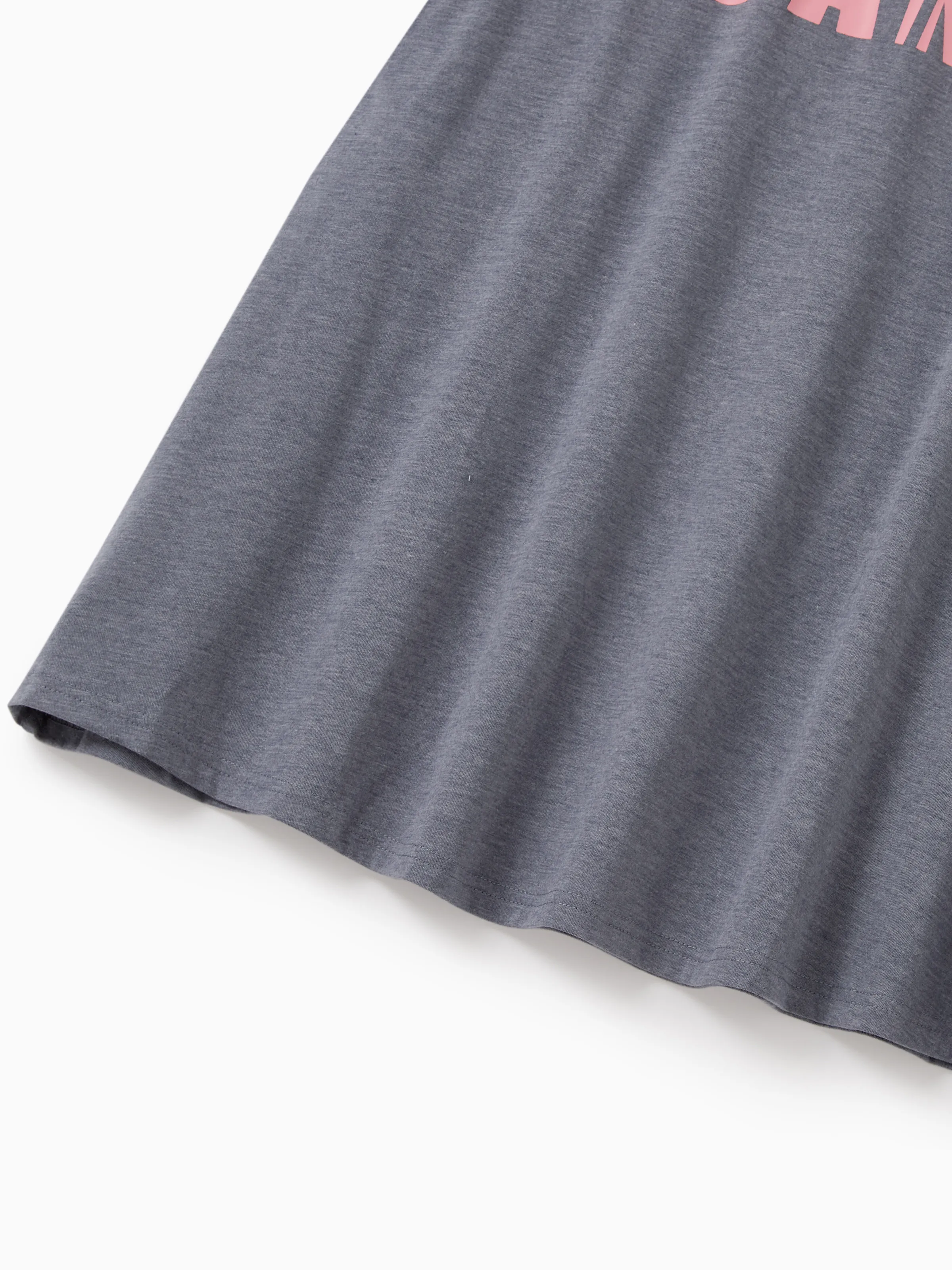Mommy & me Letter Print Sleeveless Tank Dress Set Grey - Image 5