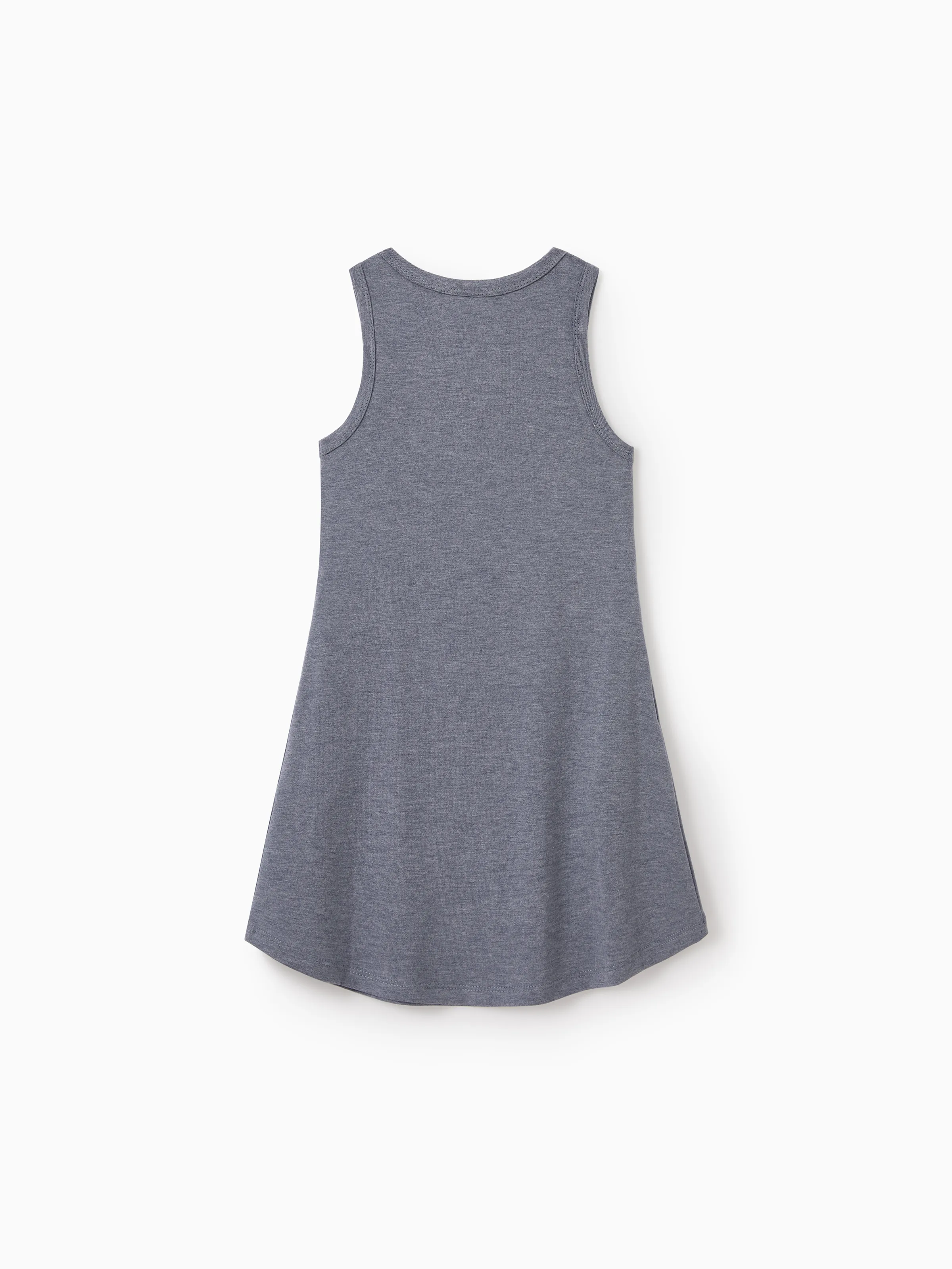 Mommy & me Letter Print Sleeveless Tank Dress Set Grey - Image 9