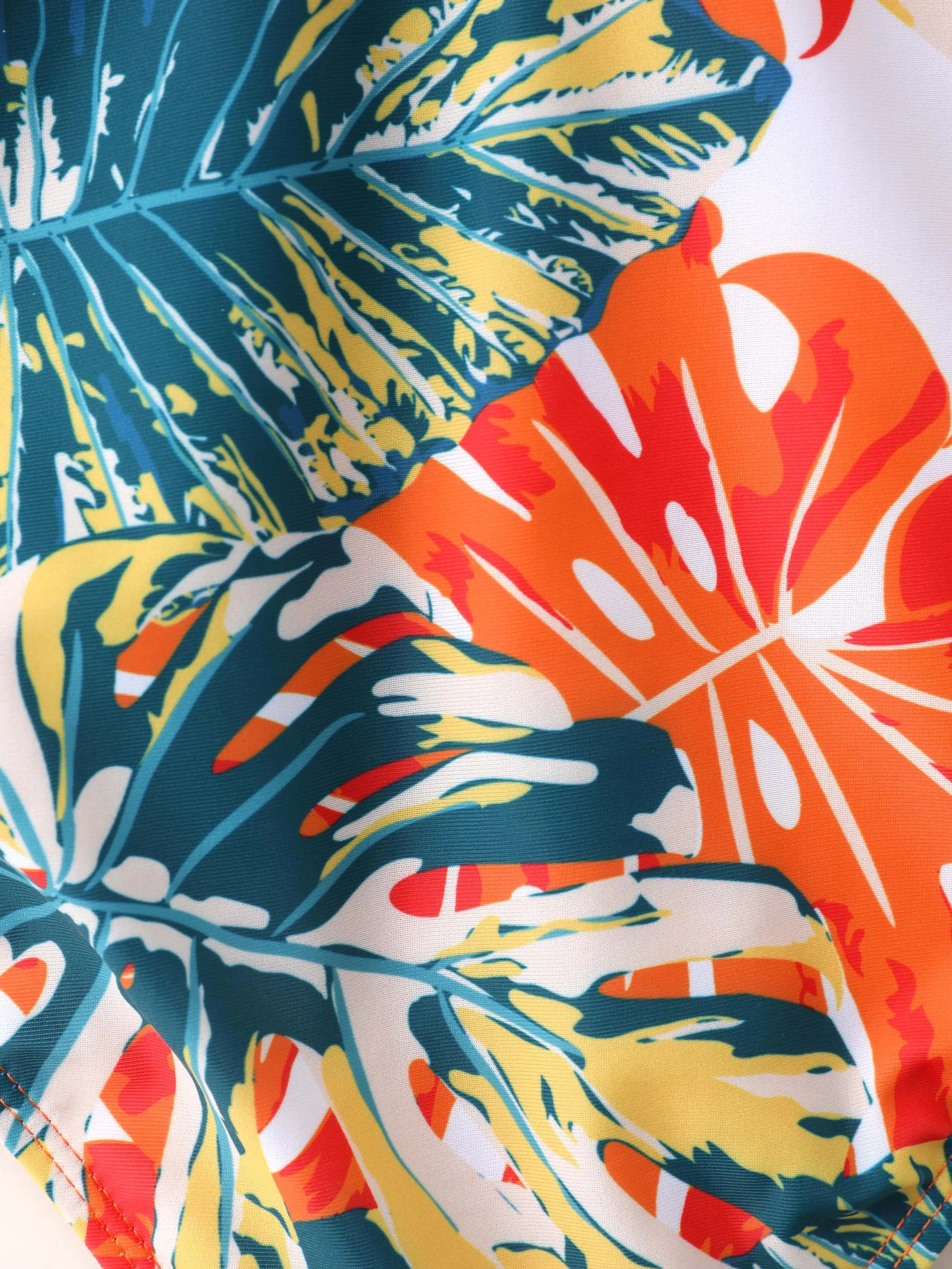 Mommy & me Orange and All Over Tropical Plant Print Splicing Ruffle One-Piece Swimsuit Orange color - Image 12