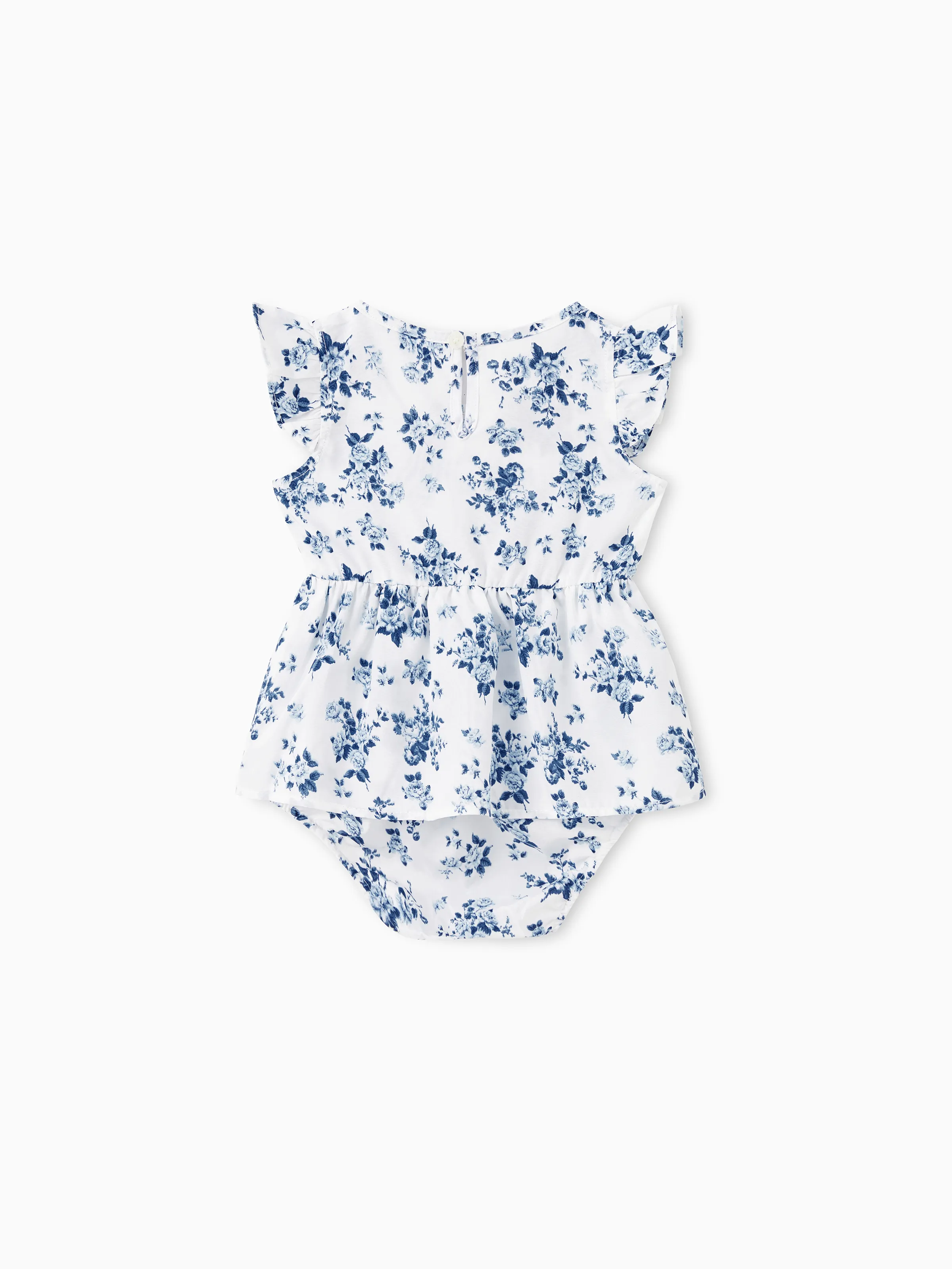 Mommy & me Outfit: Floral Smocking Casual Suit BLUEWHITE - Image 14