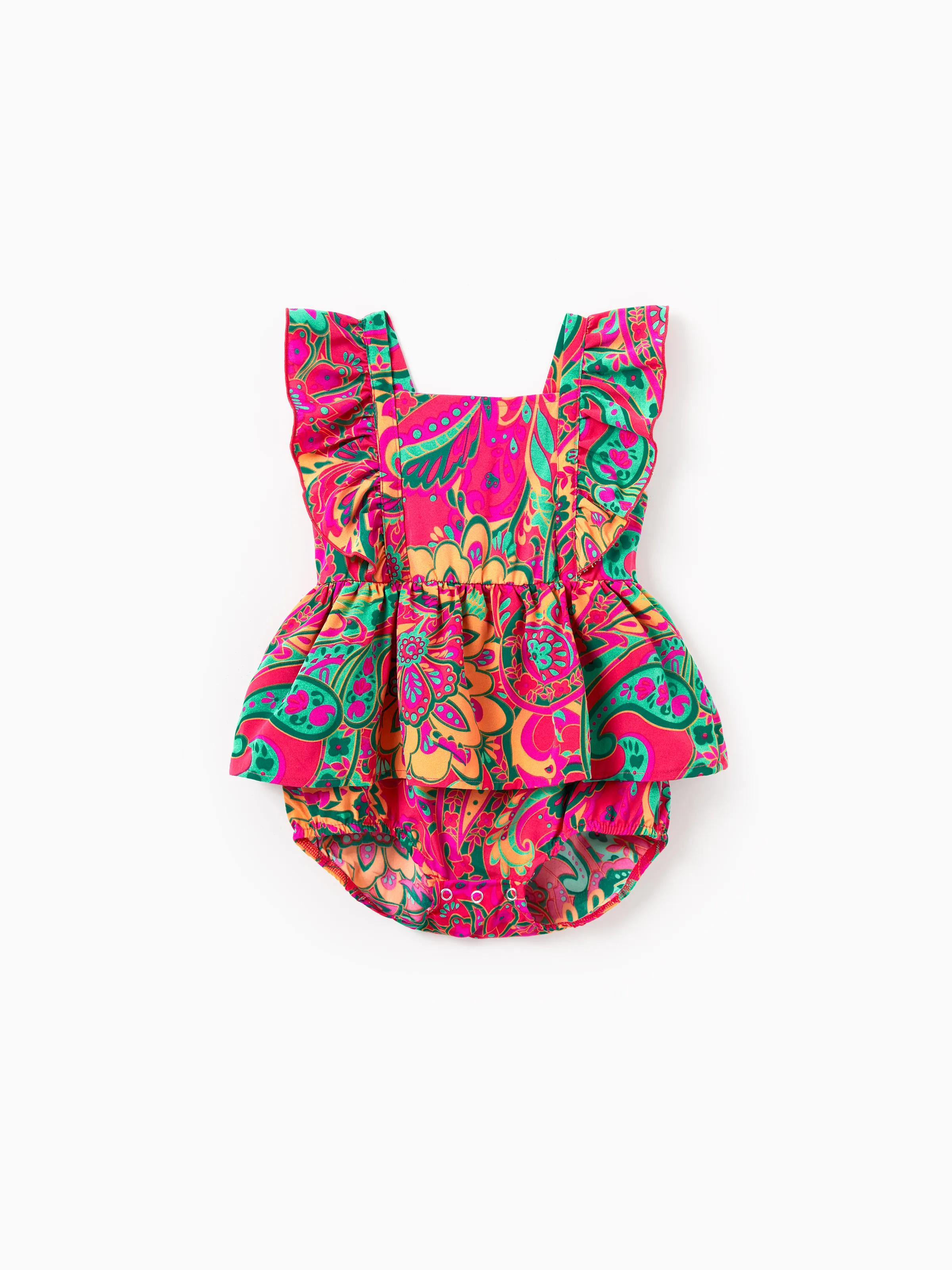 Mommy & me Outfit Set Sleeveless Halter Belted Dress or Short-sleeve Collar Shirt   for Summer Vacation Hot Pink - Image 13