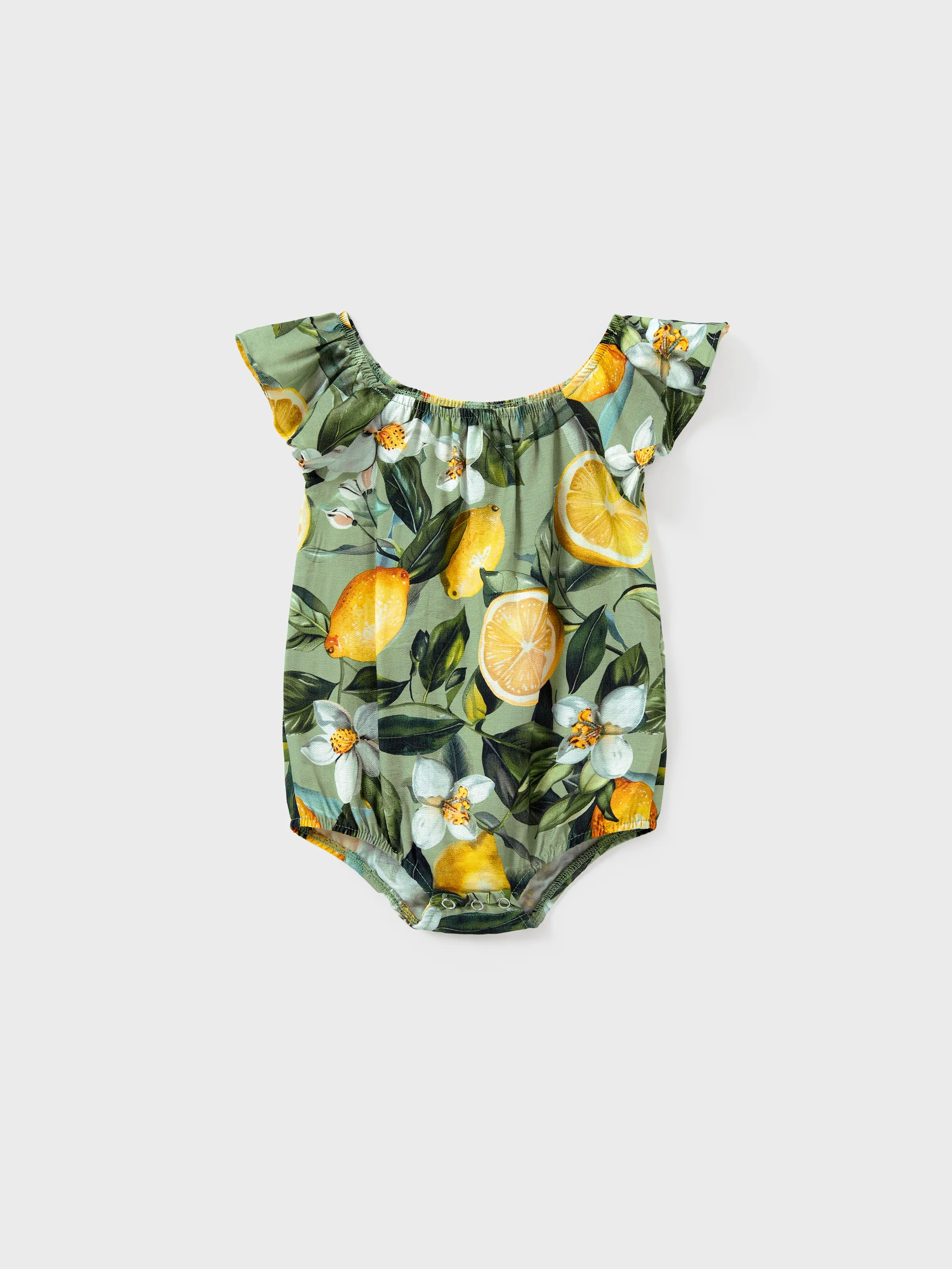Mommy & me Outfits – Lemon Print Hawaiian Summer Dresses – Tropical Vacation Clothes for Men, Women & Kids Green - Image 17