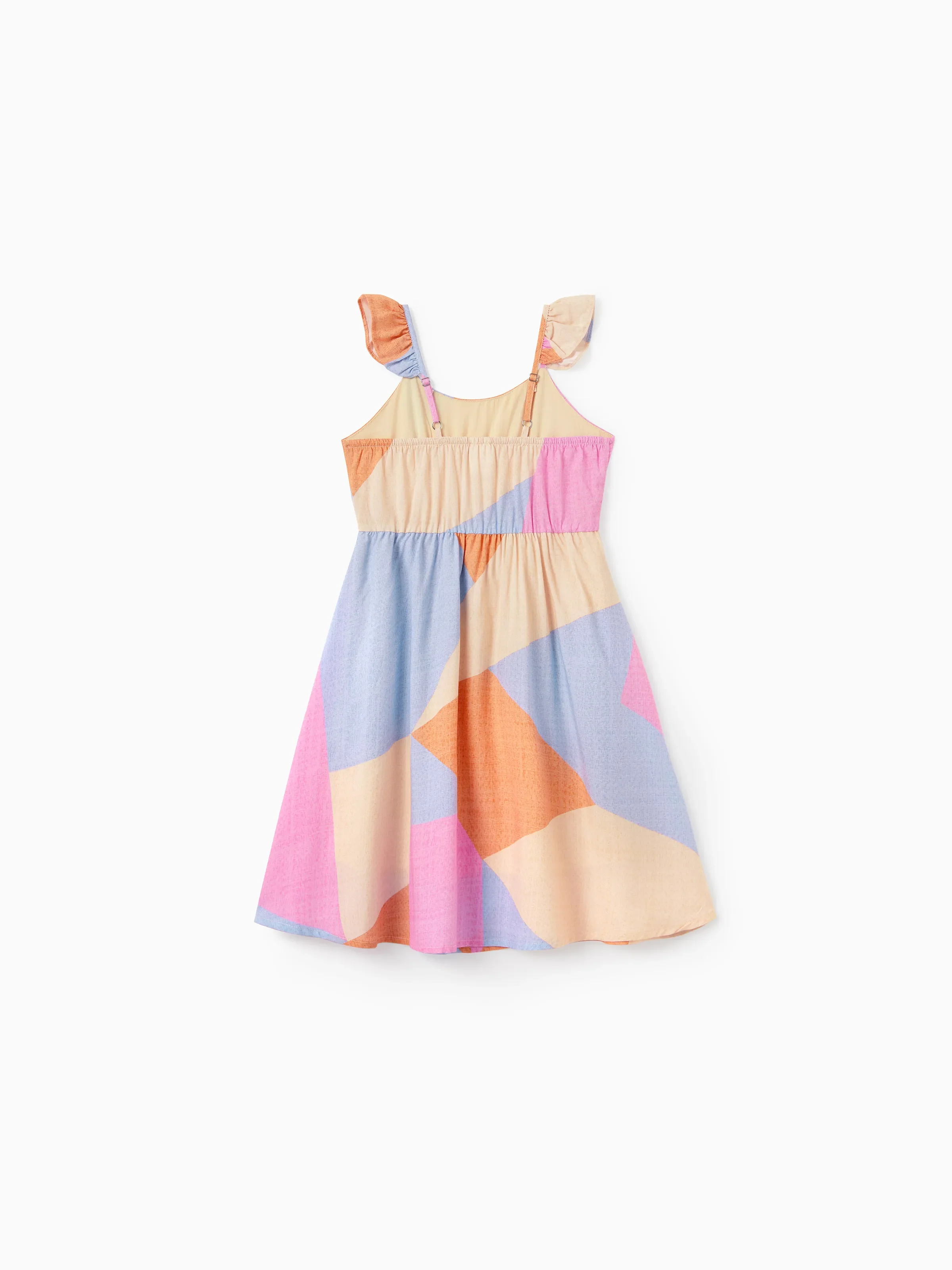 Mommy & me Outfits Set Colorblock Sleeveless Strappy Dress or Short-sleeve T-shirt Multi-color - Image 14
