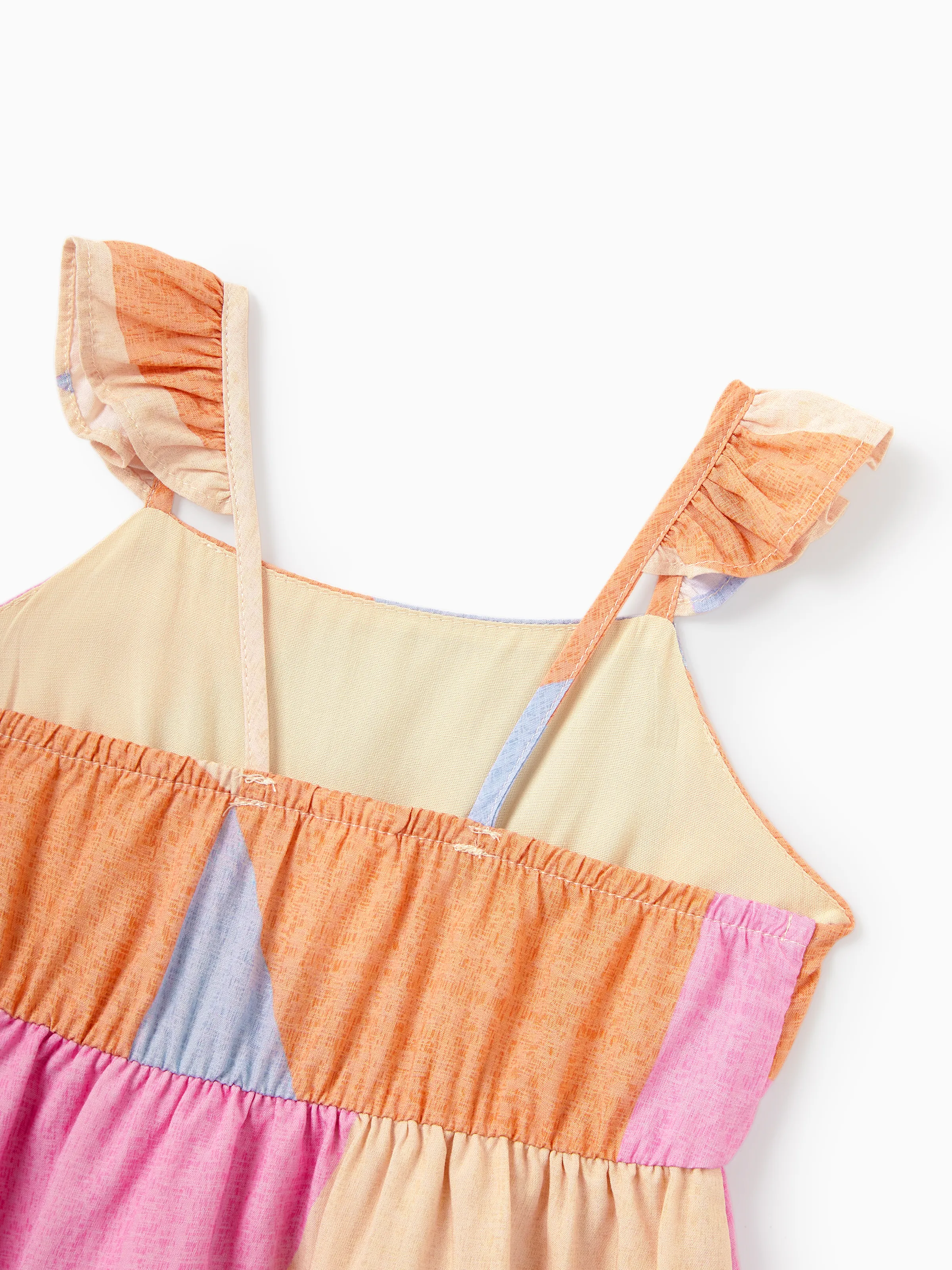 Mommy & me Outfits Set Colorblock Sleeveless Strappy Dress or Short-sleeve T-shirt Multi-color - Image 21