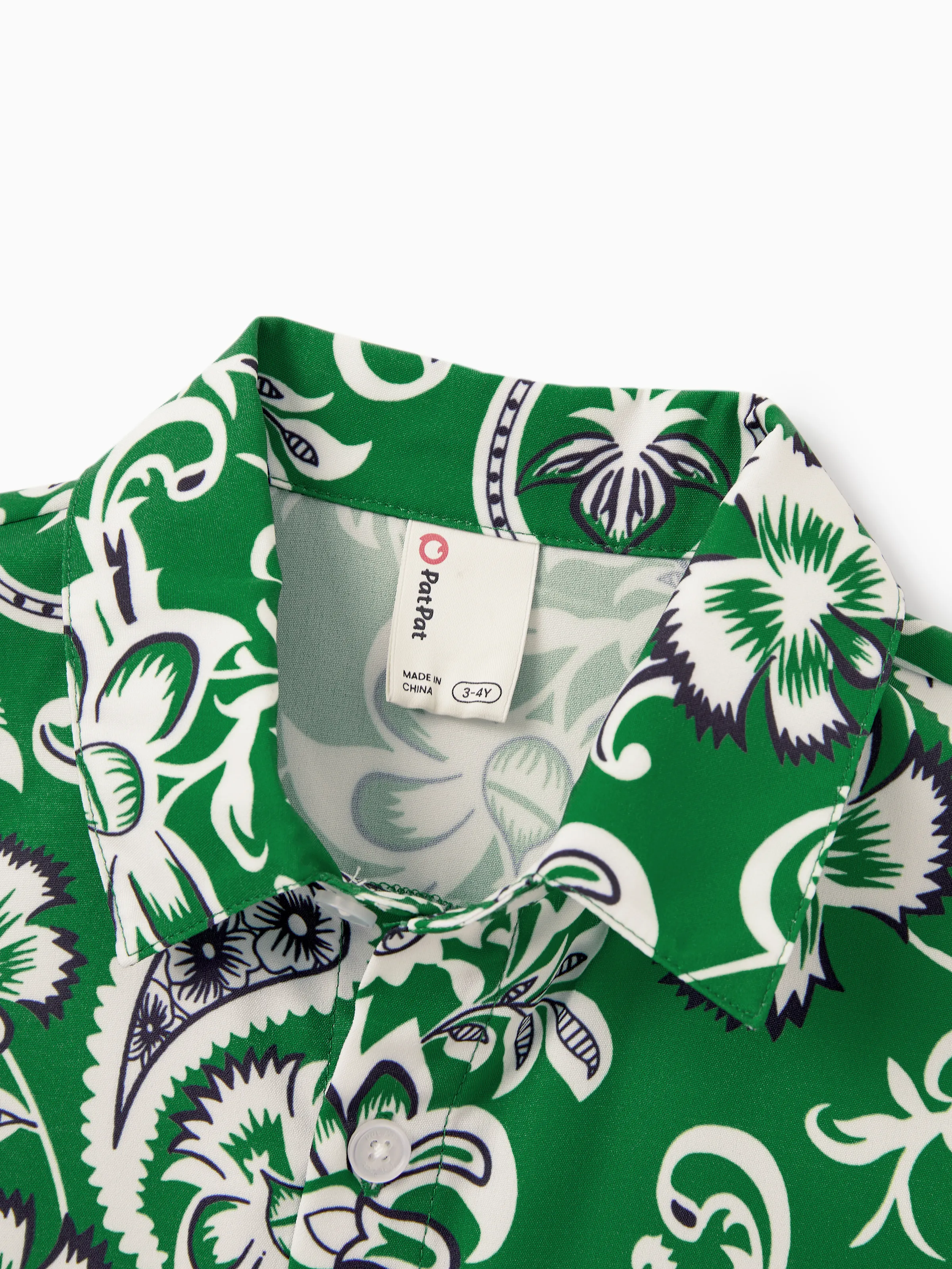 Mommy & me Outfits Set Floral Print Short-sleeve Collar Shirt or Strappy Smocked  Dress for Summer Vacation Green - Image 27