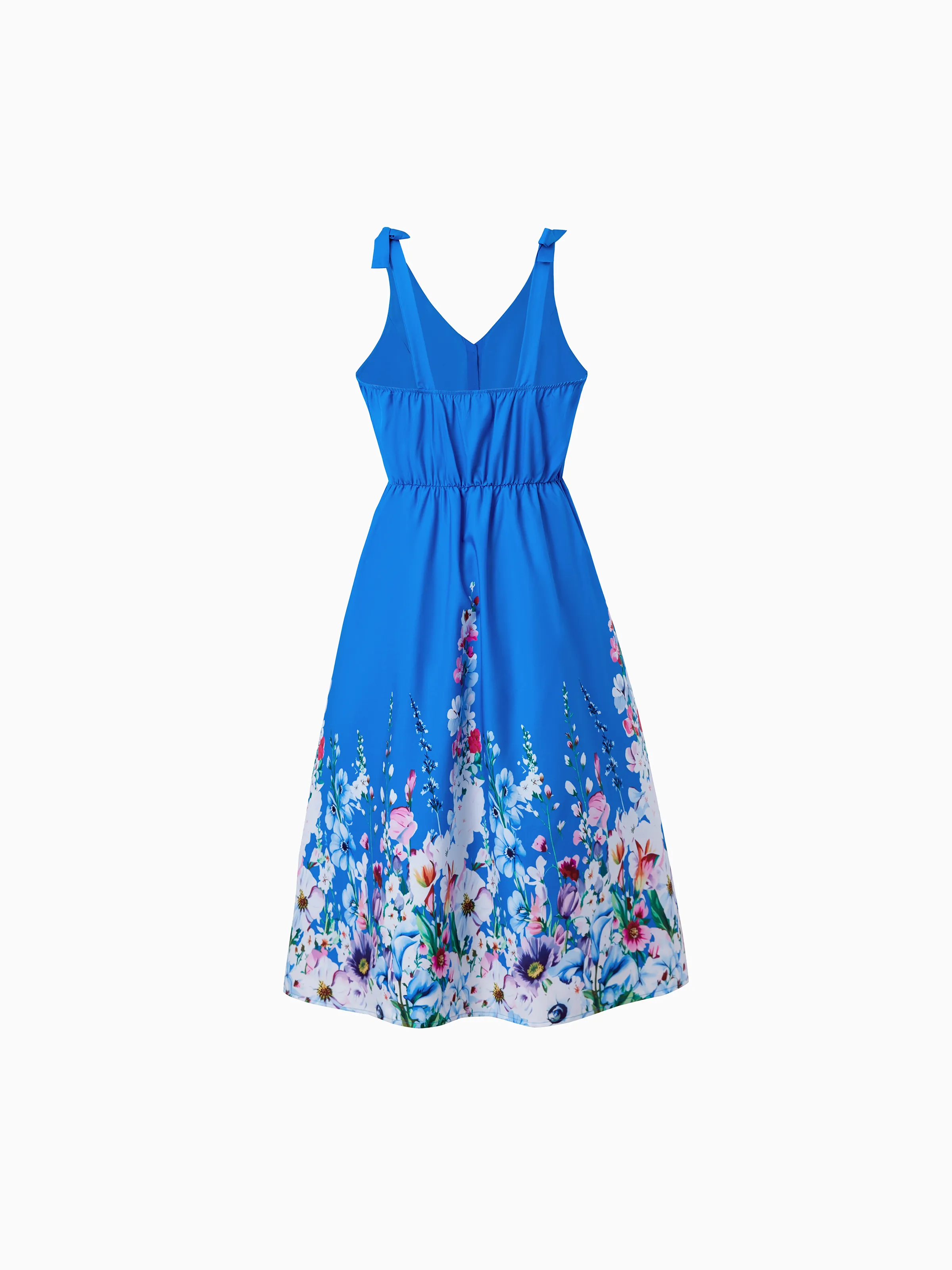 Mommy & me Outfits Set Floral Sleeveless Dress or Short-sleeve T-shirt Blue - Image 4