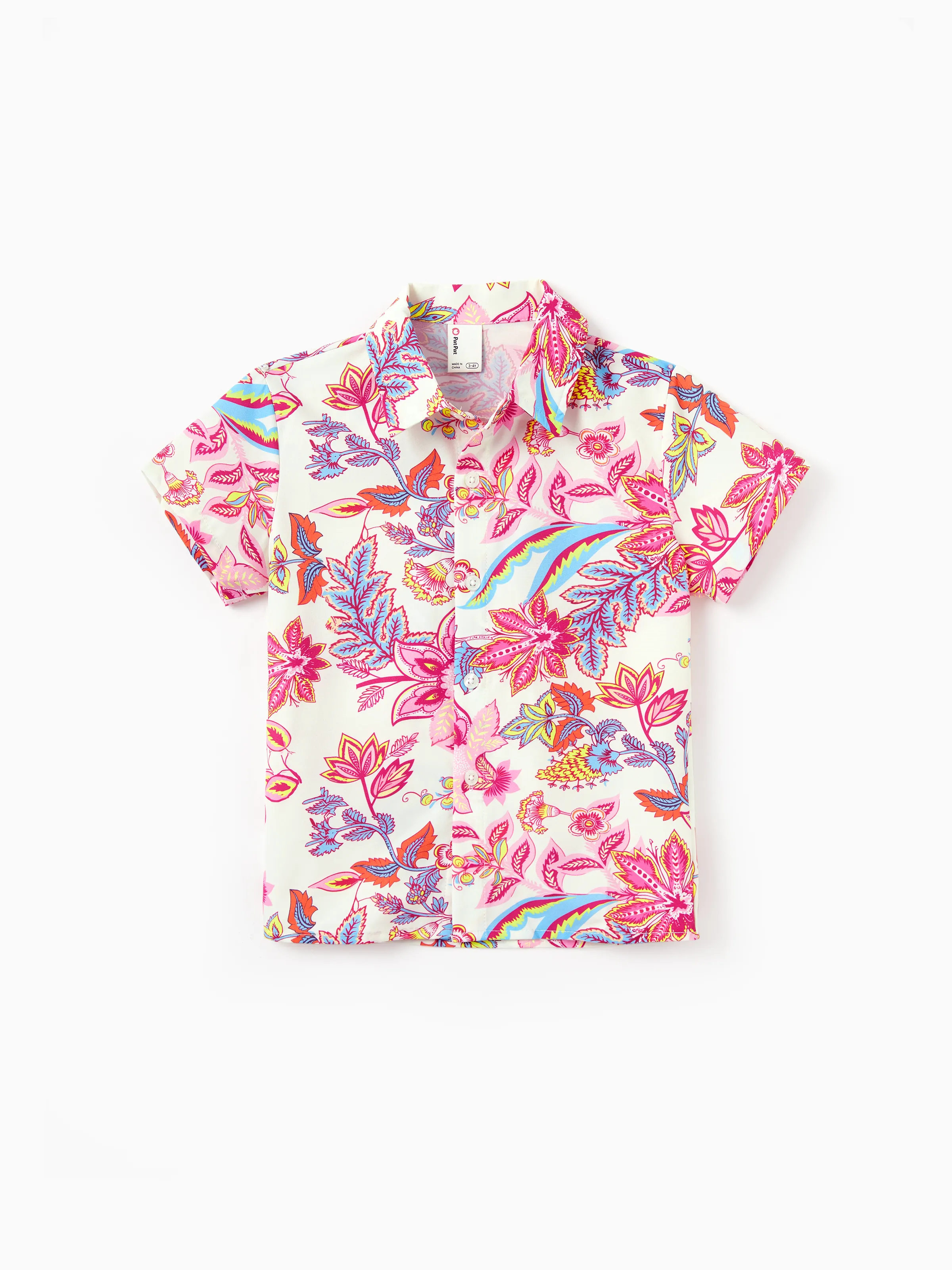 Mommy & me Outfits Set Tropical Flora Print Short-sleeve Collar Shirt or Halter Belted Dress for Summer Vacation Beige - Image 18