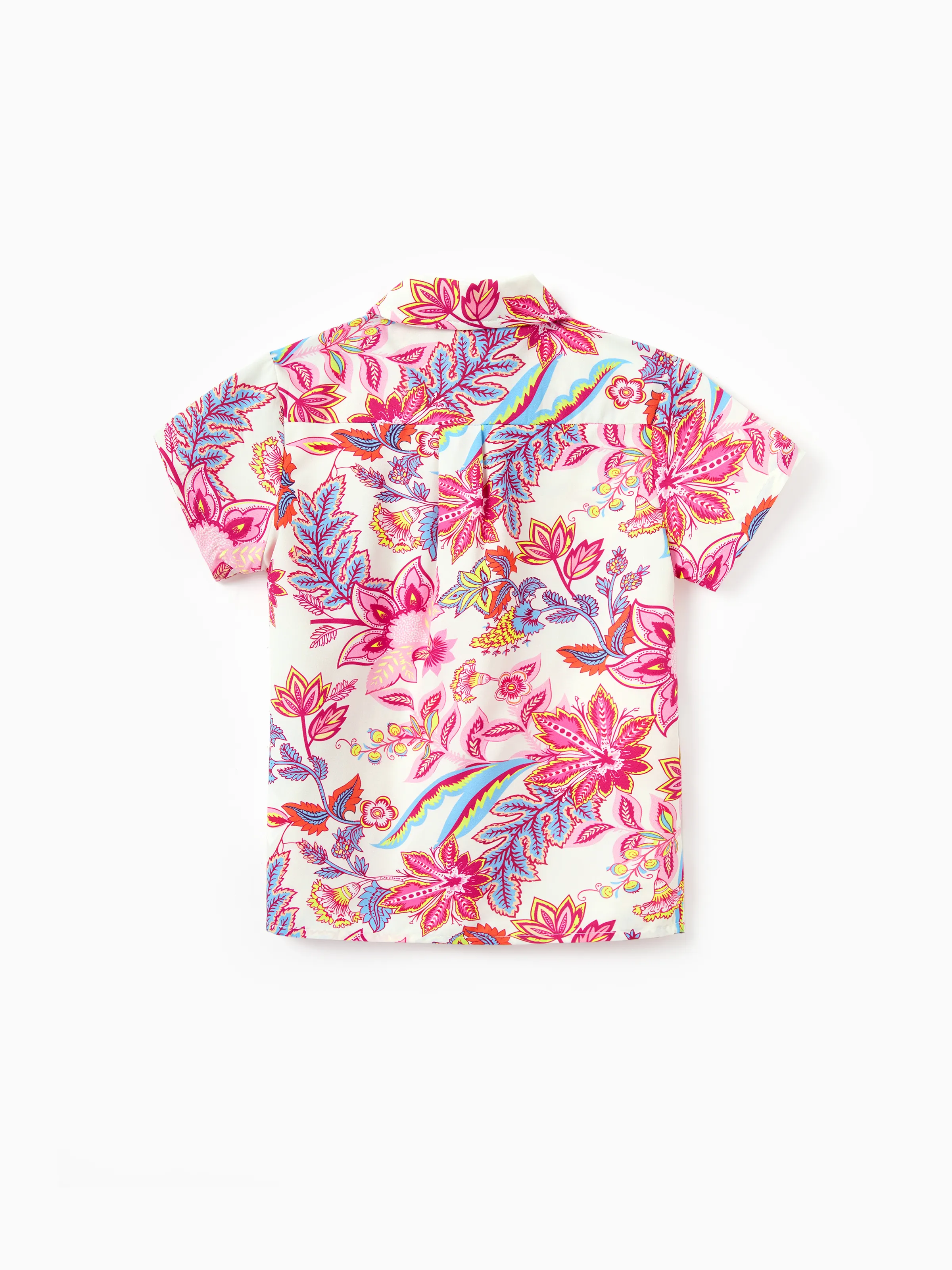 Mommy & me Outfits Set Tropical Flora Print Short-sleeve Collar Shirt or Halter Belted Dress for Summer Vacation Beige - Image 19