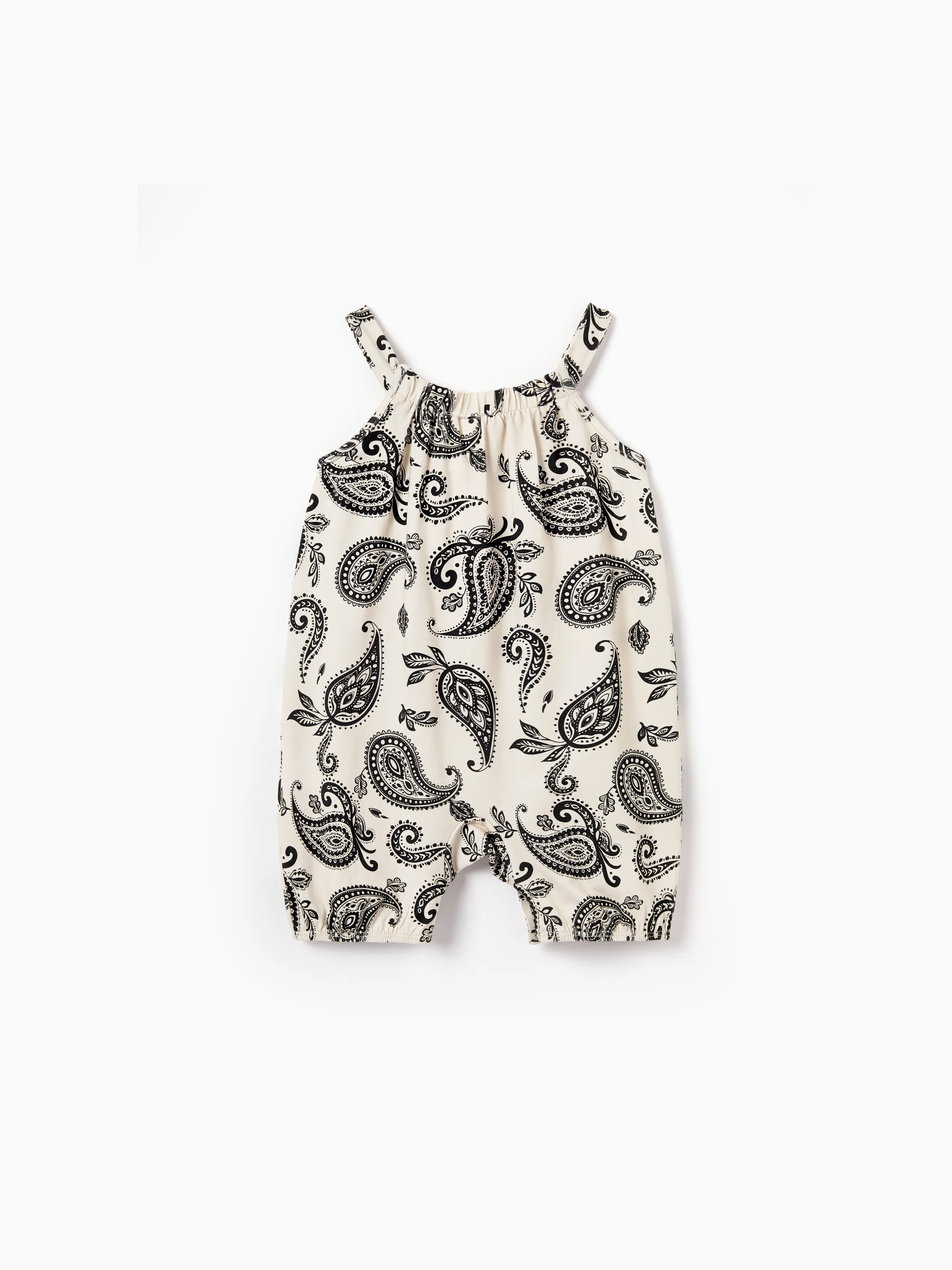 Mommy & me Paisley Print Outfits Sleeveless Spaghetti Strap Dress & Cotton T-Shirt for Mom, Dad, & Kids Perfect for Family Outings & Photos Black - Image 14