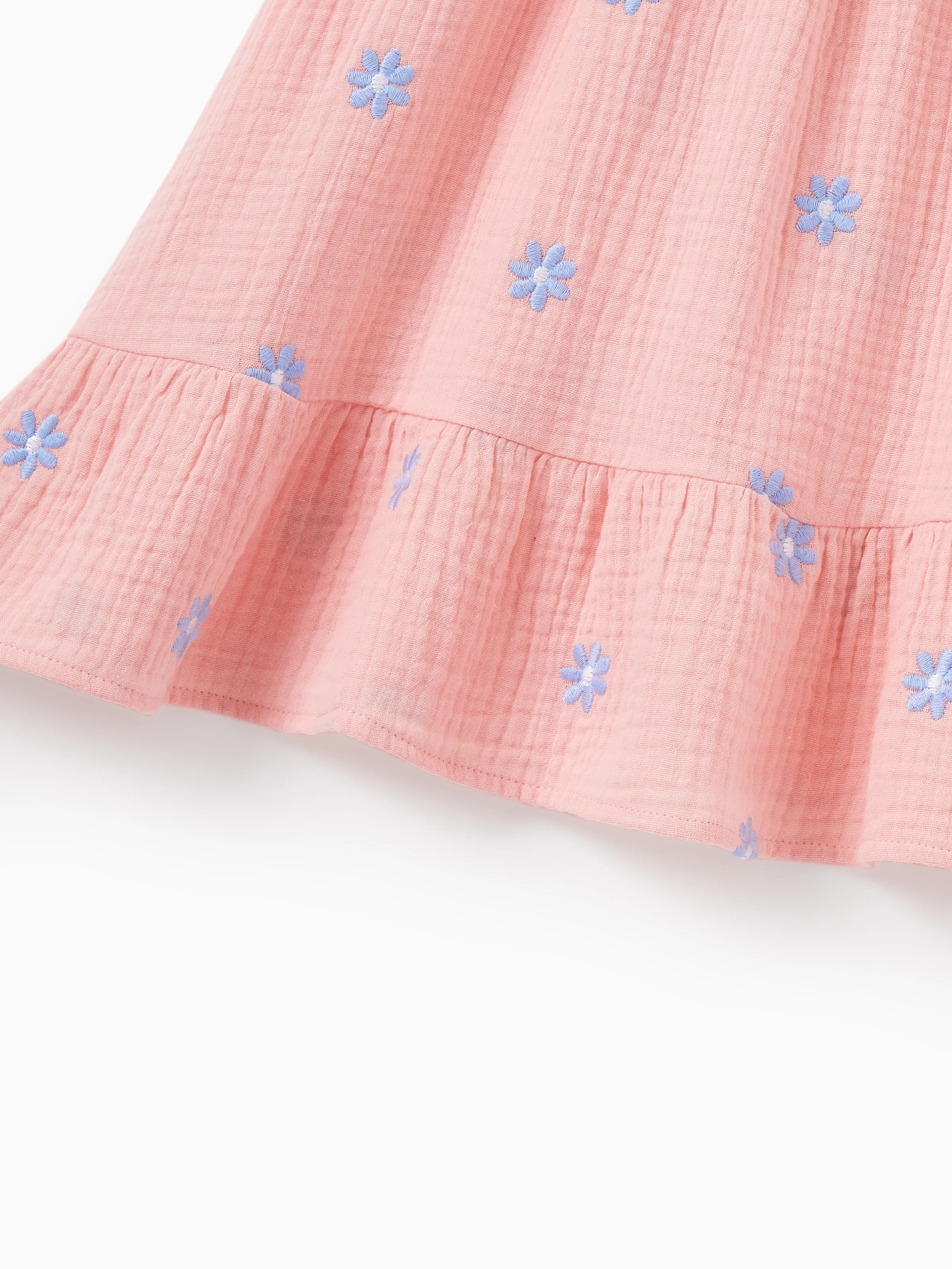 Mommy & me Pink Outfits Flower Print Smocked Tie-Back Cotton Dress for Mom & Daughter, Solid Shirts for Son, Perfect for Summer Family Outings & Photos Mauve Pink - Image 11