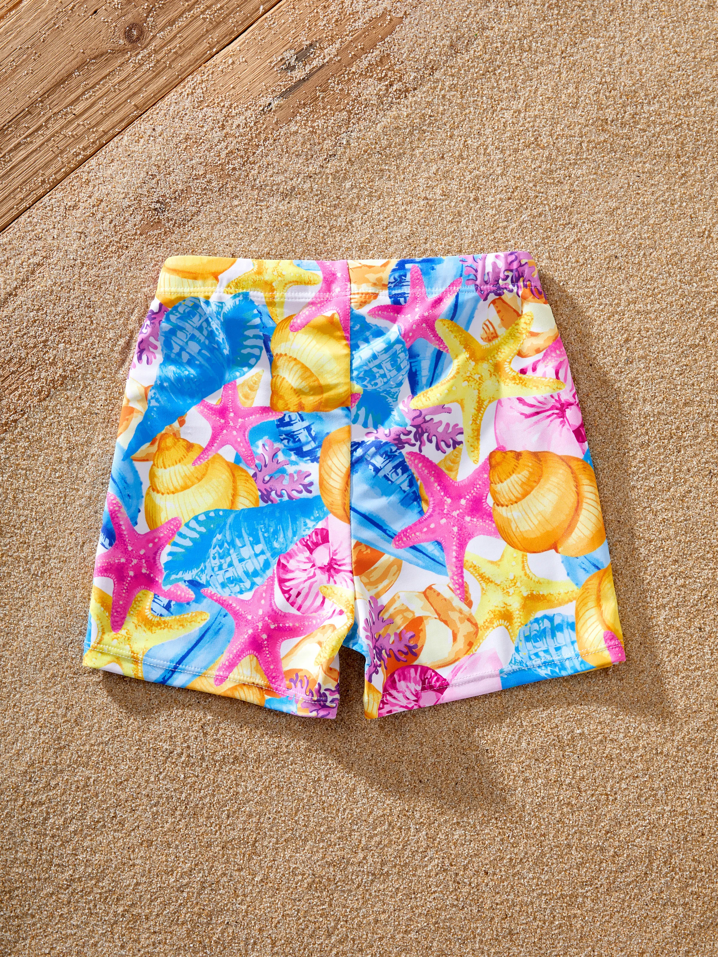 Mommy & me Seashell & Starfish Print Swimsuits Ruched One-Piece & Swim Trunks Set Multi-color - Image 21