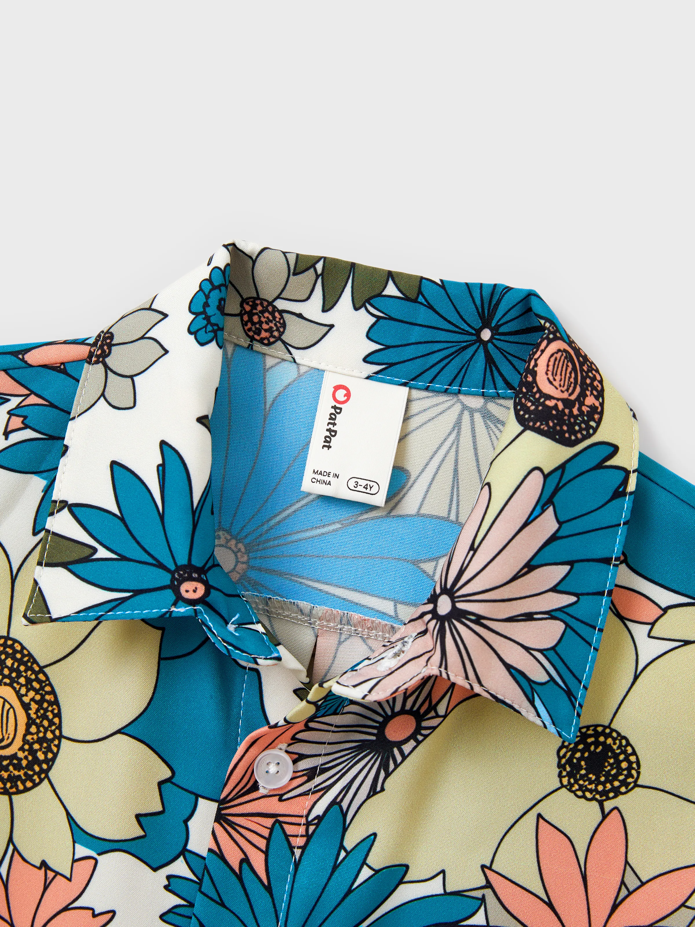 Mommy & me Set Sun Flower Print Short-sleeve Collar Shirt or White Camisole Top and Flower Wide-leg Pants Set for Summer Vacation Multi-color - Image 20