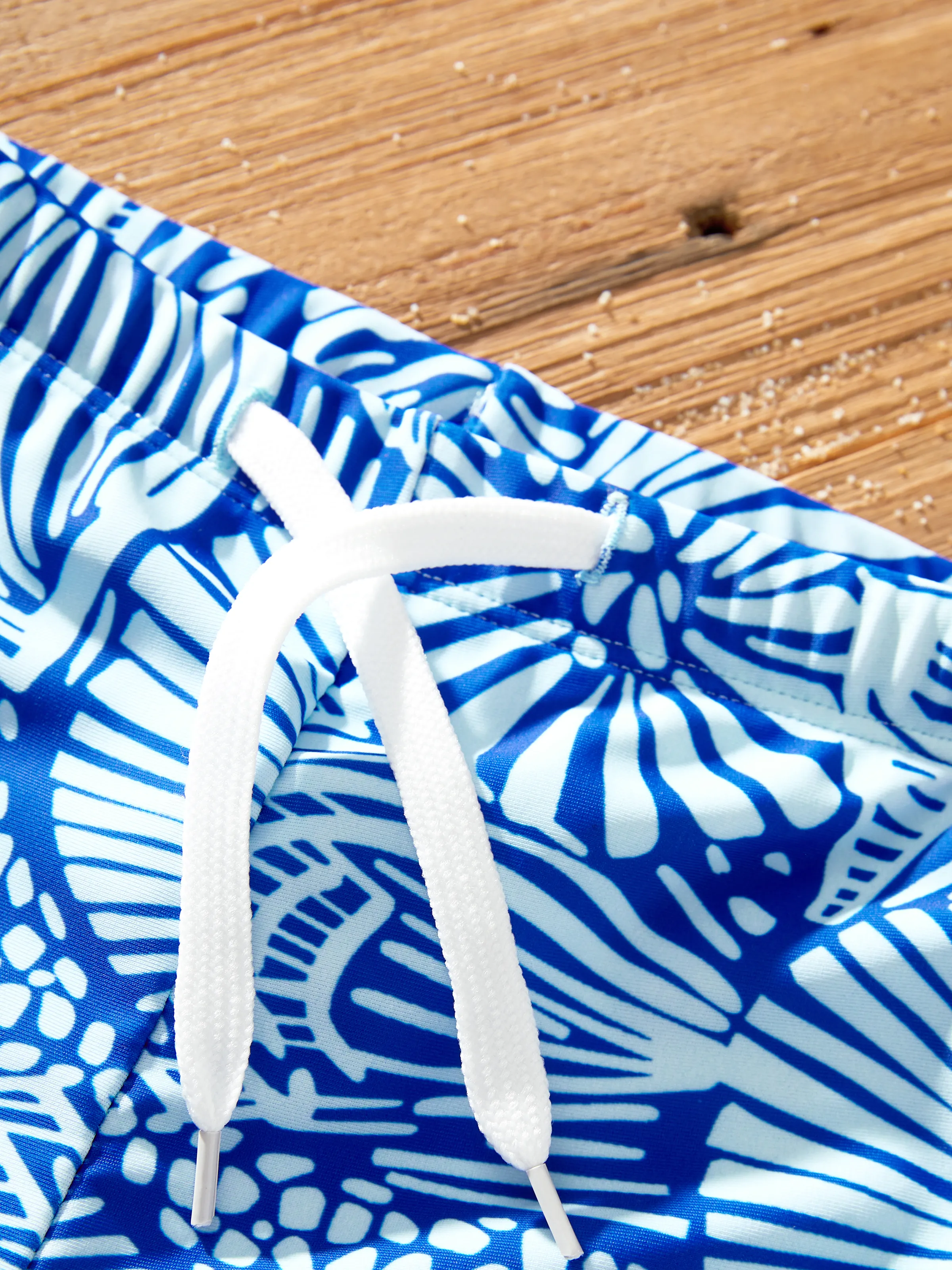 Mommy & me Shell Print Swimwear Floral two-piece Bikini & Swim Shorts Set for Mom, Dad, & Kids, Perfect for Beach Days & Pool Parties Blue - Image 22