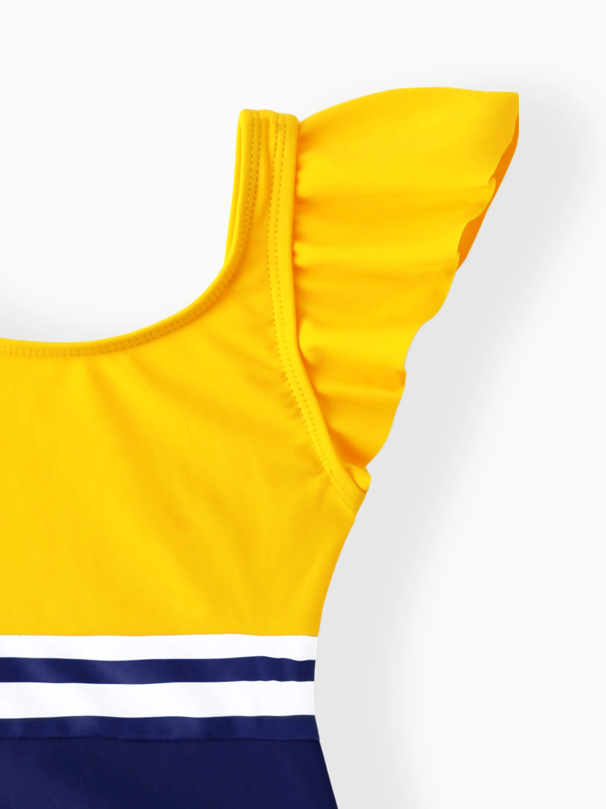 Mommy & me Stripe & Colorblock Spliced One Piece Swimsuit - Image 9