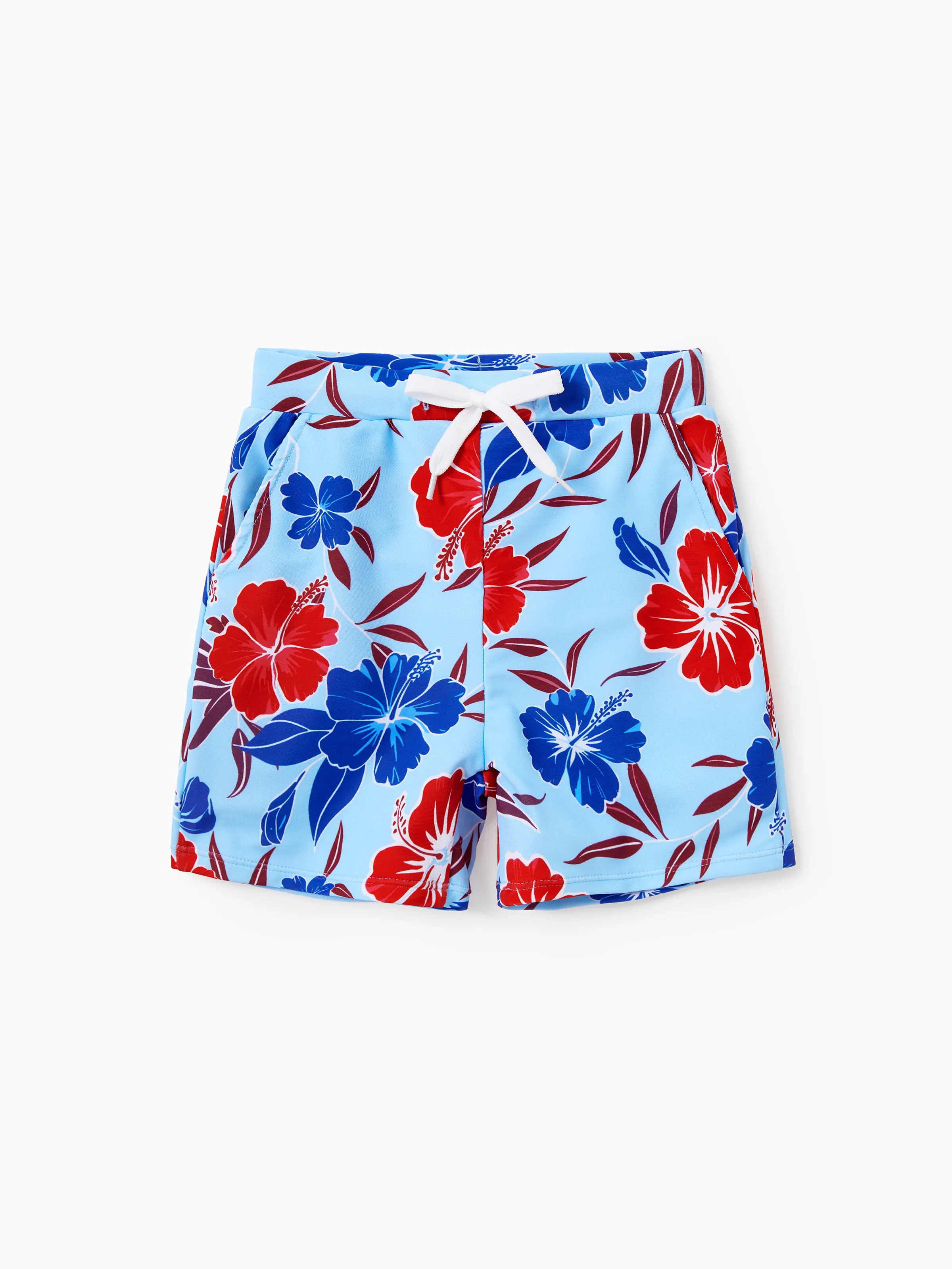 Mommy & me Swimwear Floral Print Bikini & Swim Trunks Set for Mom, Dad, & Kids, Perfect for Summer Beach Days & Pool Parties Red - Image 13
