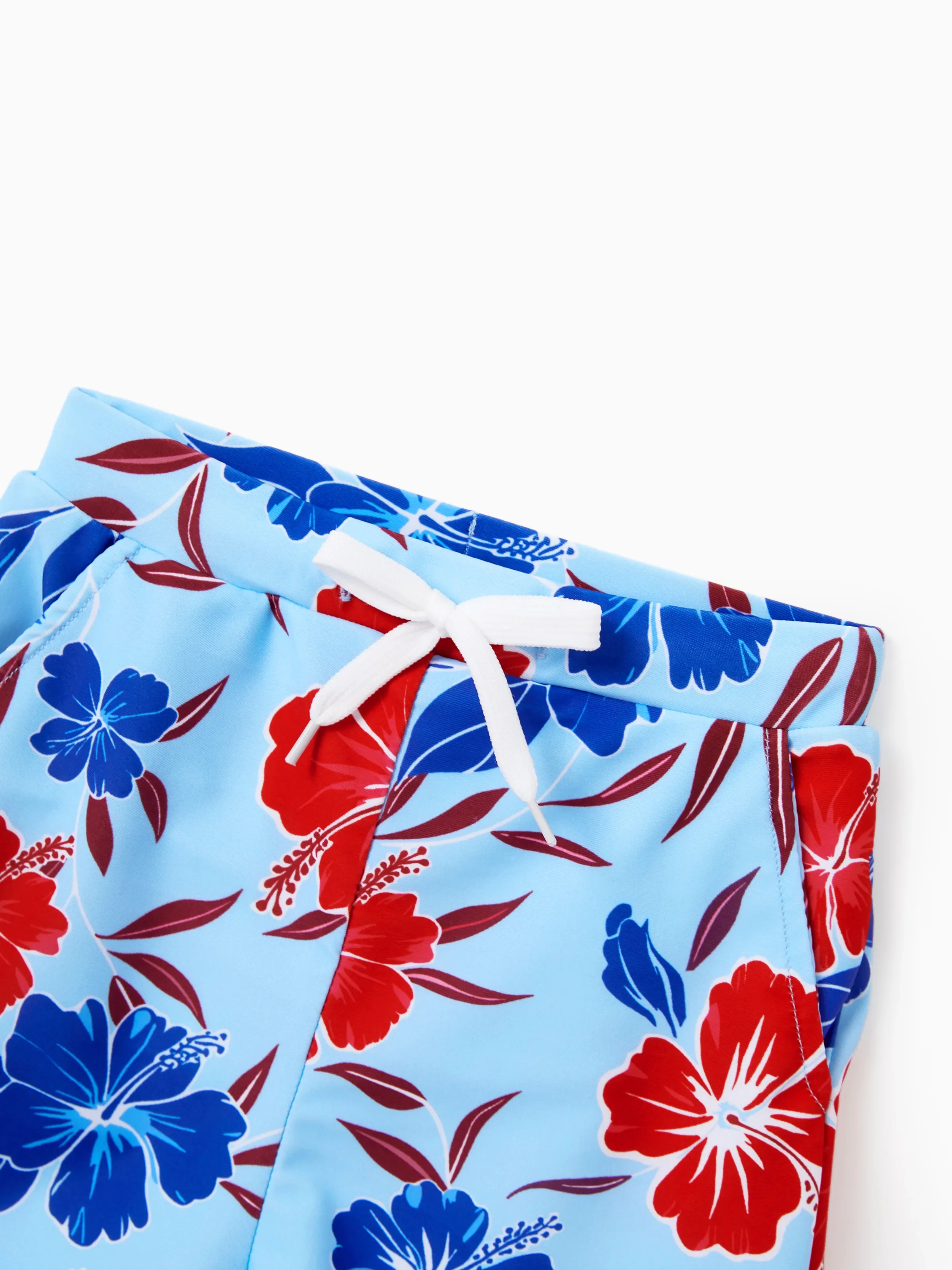 Mommy & me Swimwear Floral Print Bikini & Swim Trunks Set for Mom, Dad, & Kids, Perfect for Summer Beach Days & Pool Parties Red - Image 15