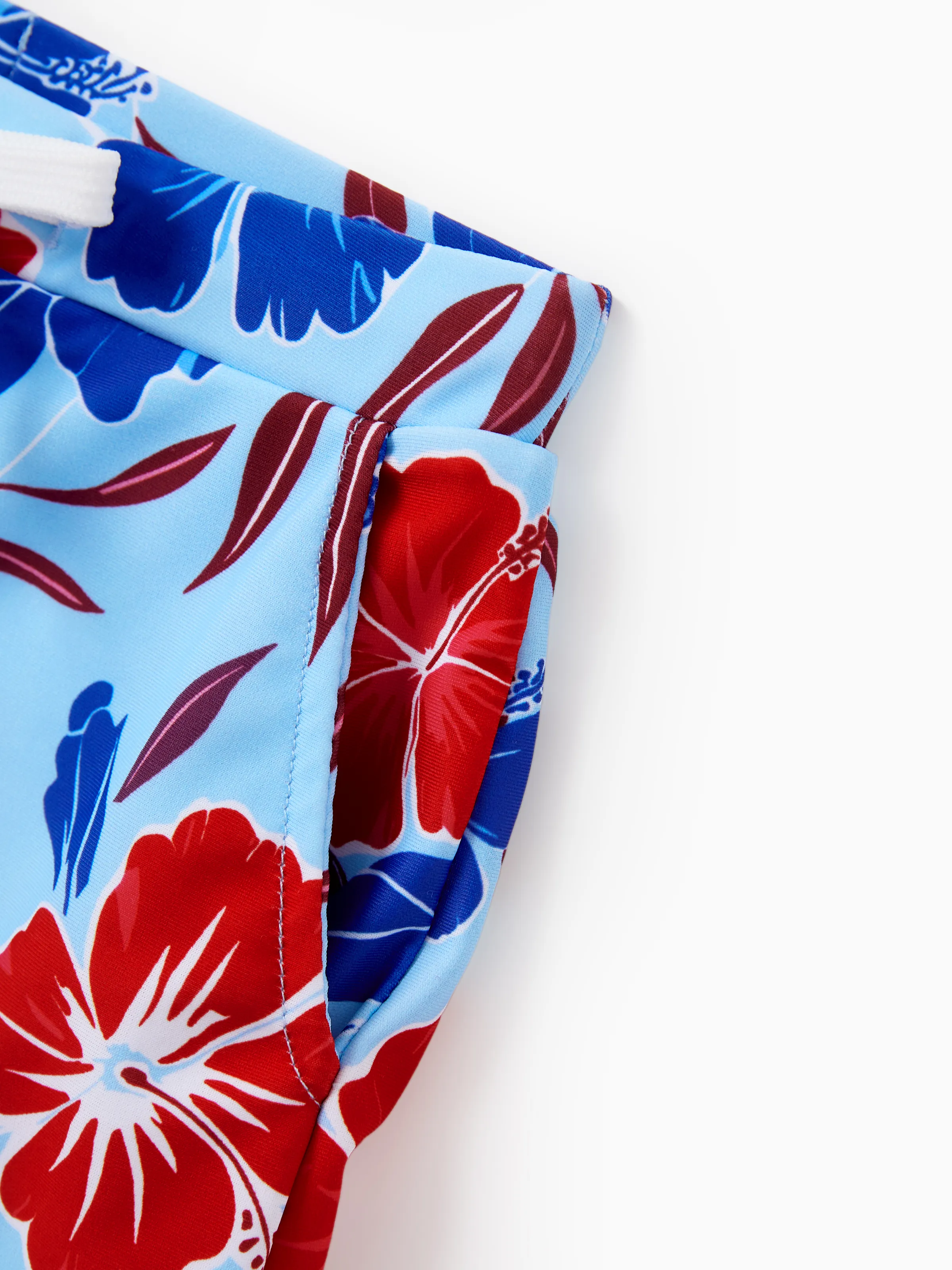 Mommy & me Swimwear Floral Print Bikini & Swim Trunks Set for Mom, Dad, & Kids, Perfect for Summer Beach Days & Pool Parties Red - Image 16