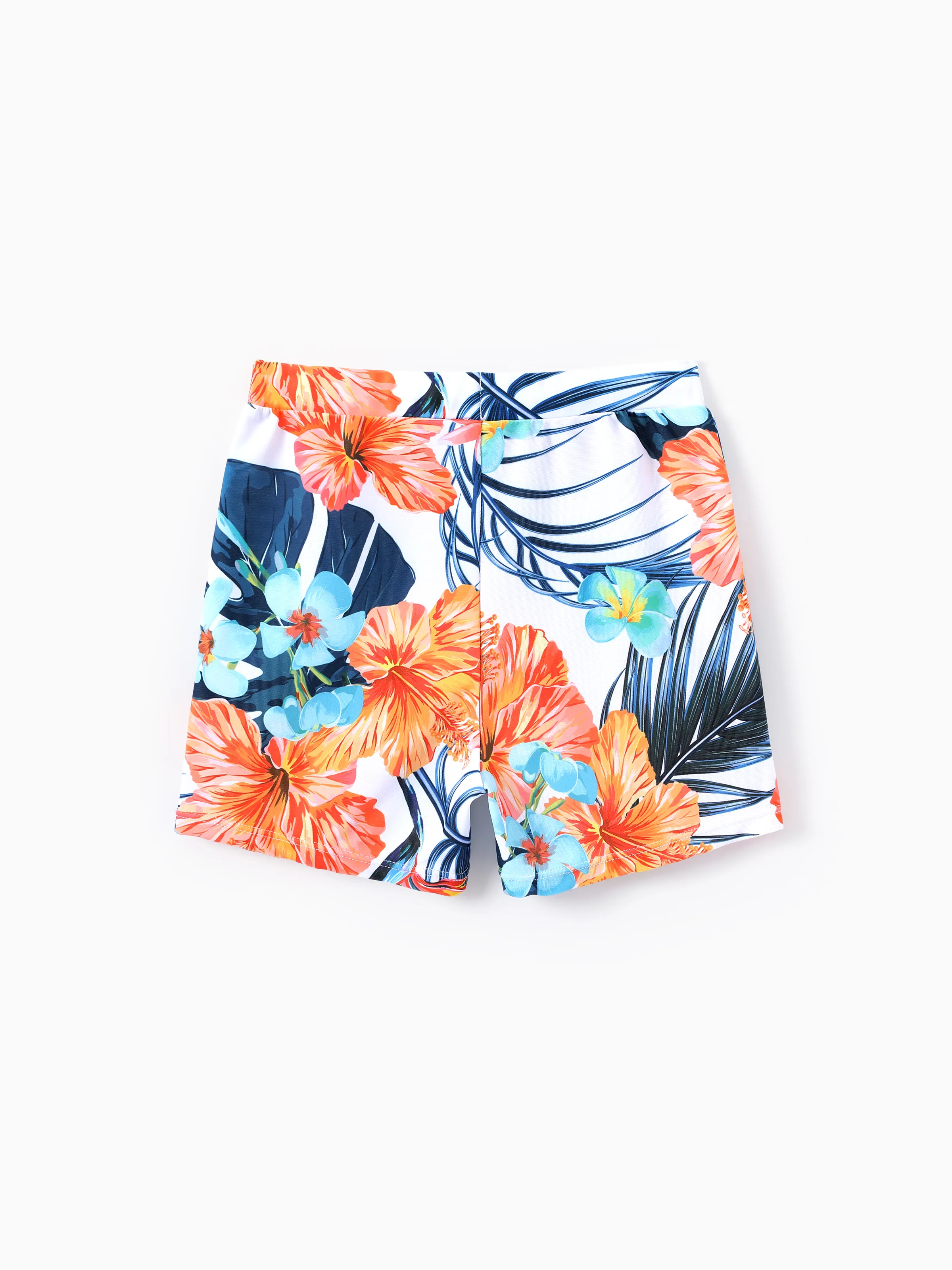 Mommy & me Swimwear Tropical Floral Bikini Set with Ruffle Top for Mom & Daughter, Board Shorts for Dad & Son, Bright Summer Beach Outfits Orange - Image 13