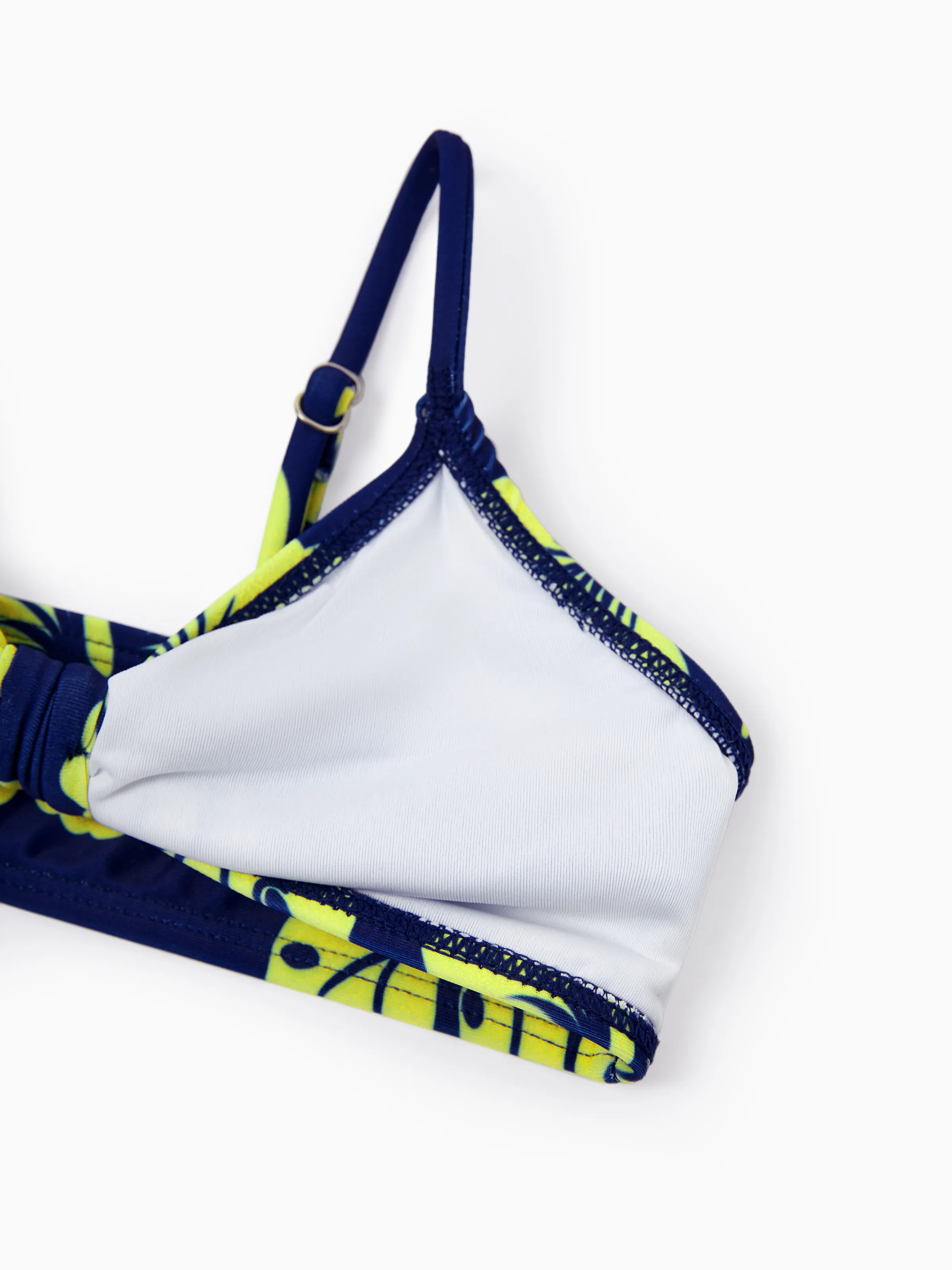 Mommy & me Tropical Floral Swimsuits Halter Bikini & Swim Trunks Set Deep Blue - Image 17