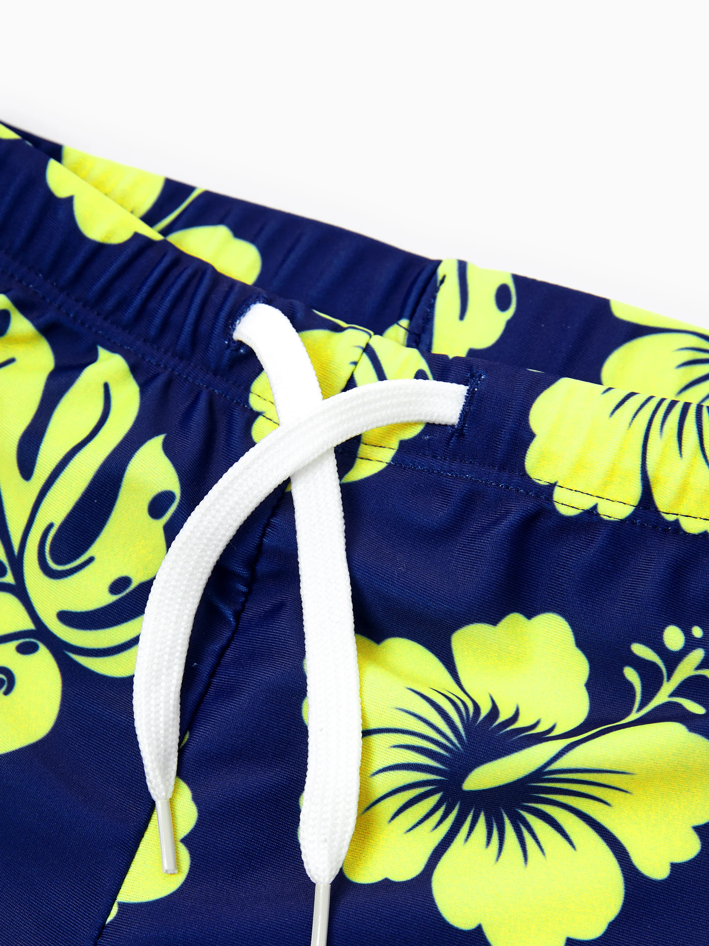 Mommy & me Tropical Floral Swimsuits Halter Bikini & Swim Trunks Set Deep Blue - Image 22