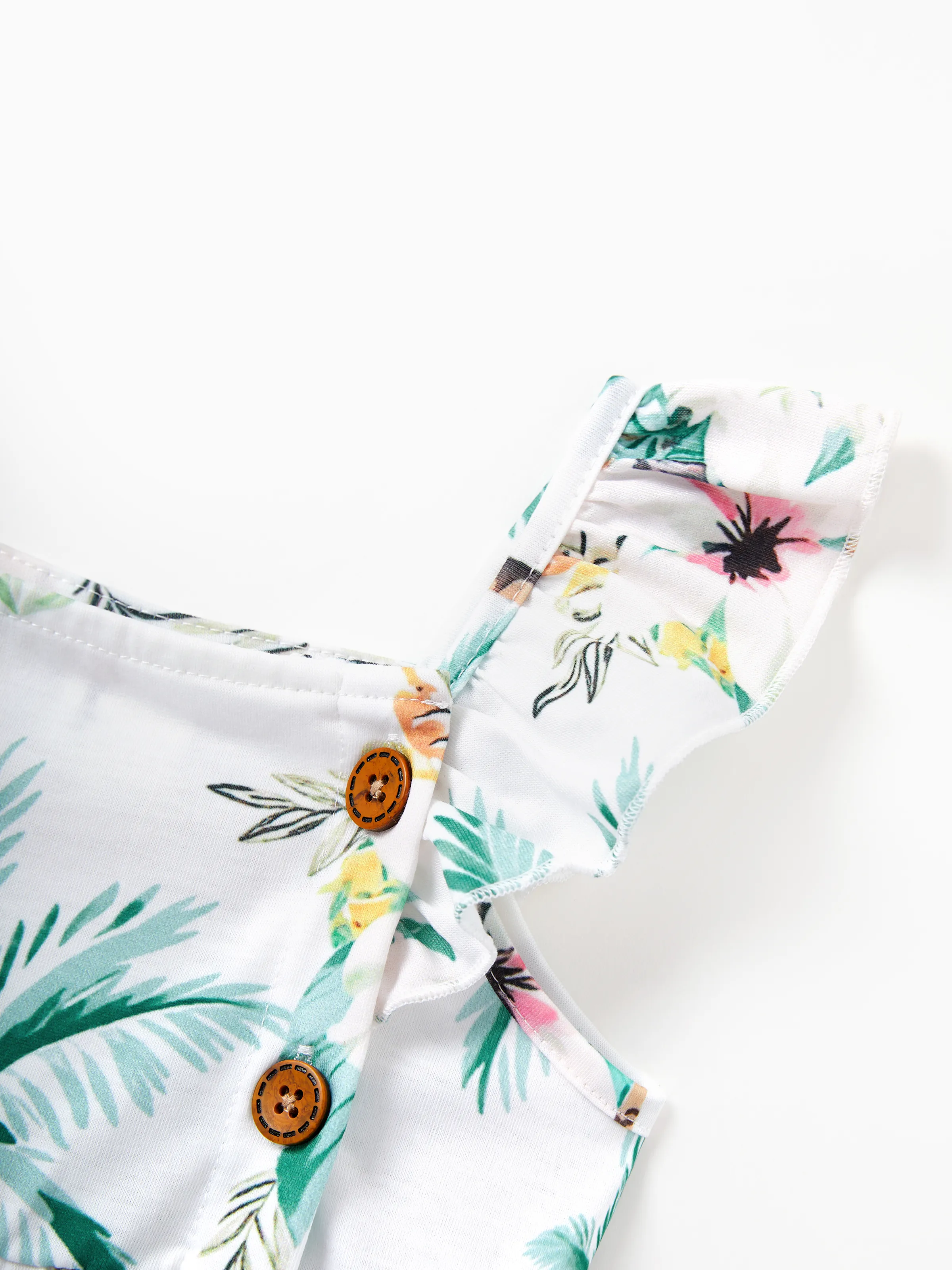 Mommy & me Tropical Print Outfits Mommy & Me Tank Dress & Kids Cotton T-Shirt Set Green - Image 21