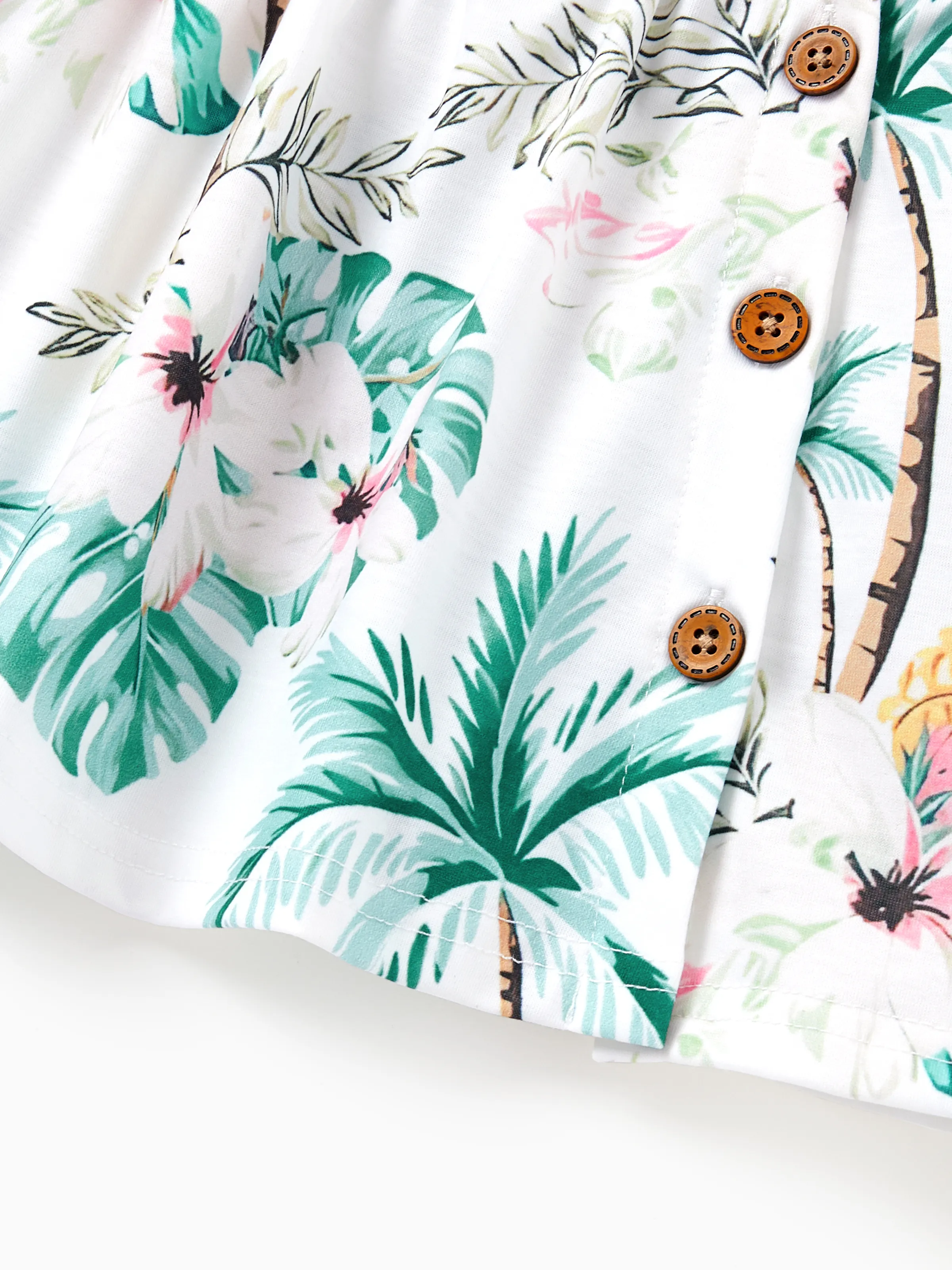 Mommy & me Tropical Print Outfits Mommy & Me Tank Dress & Kids Cotton T-Shirt Set Green - Image 22