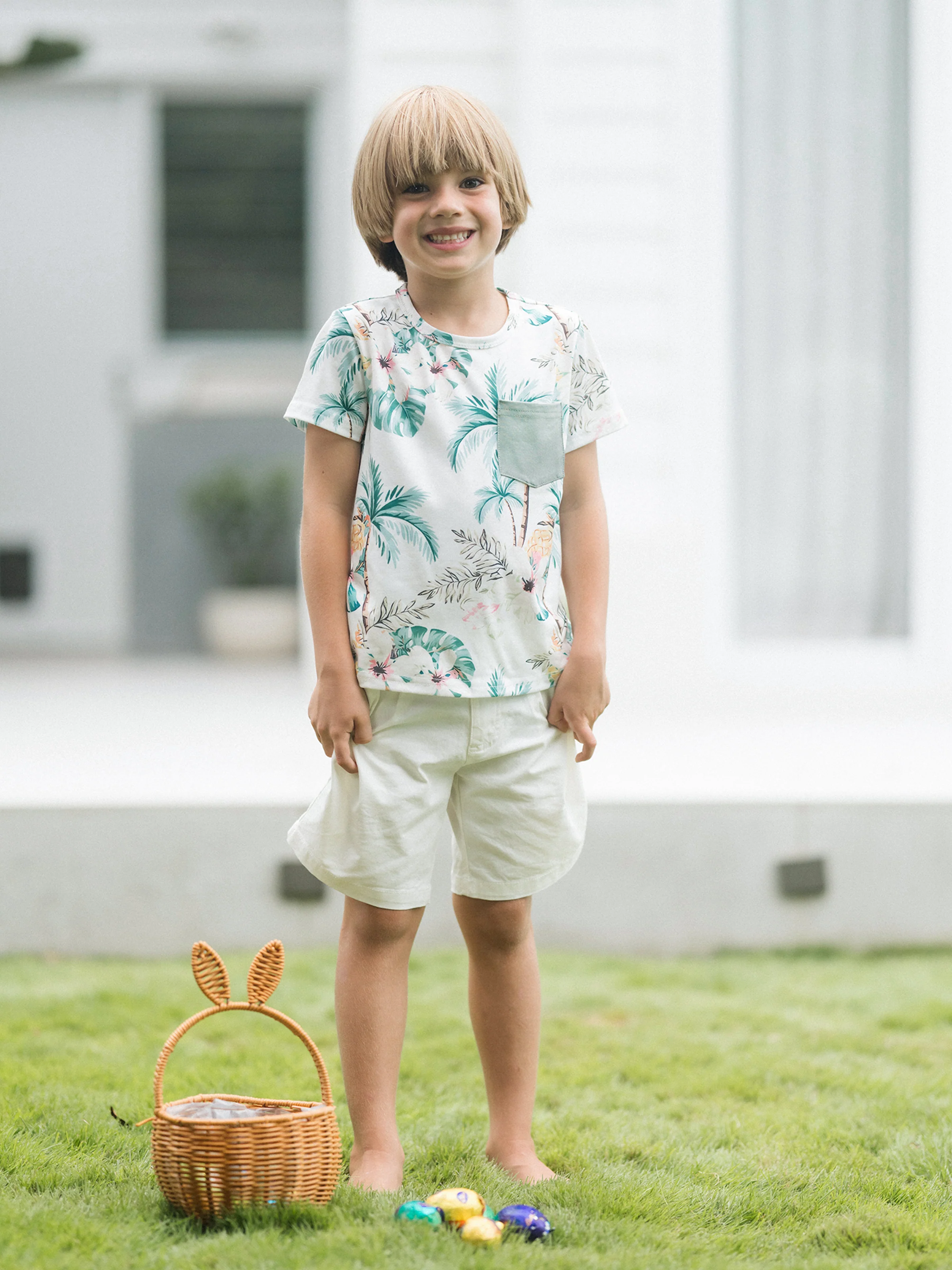 Daddy & Son Tropical Print Outfits,Dad/Kids Cotton T-Shirt Set Green - Image 11