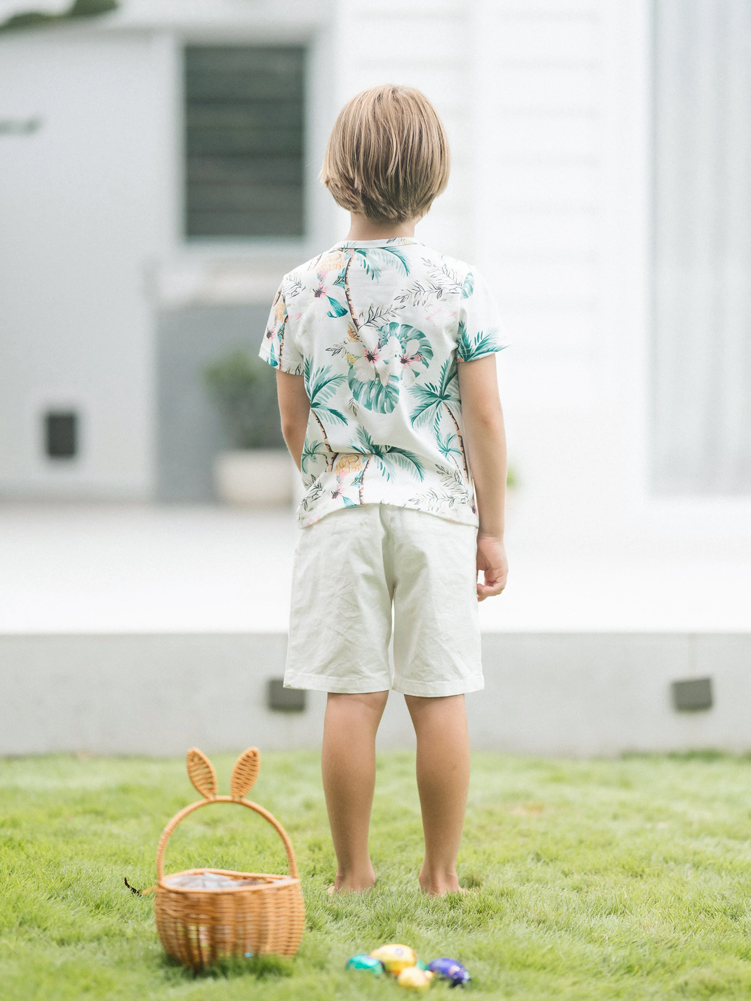Daddy & Son Tropical Print Outfits,Dad/Kids Cotton T-Shirt Set Green - Image 12