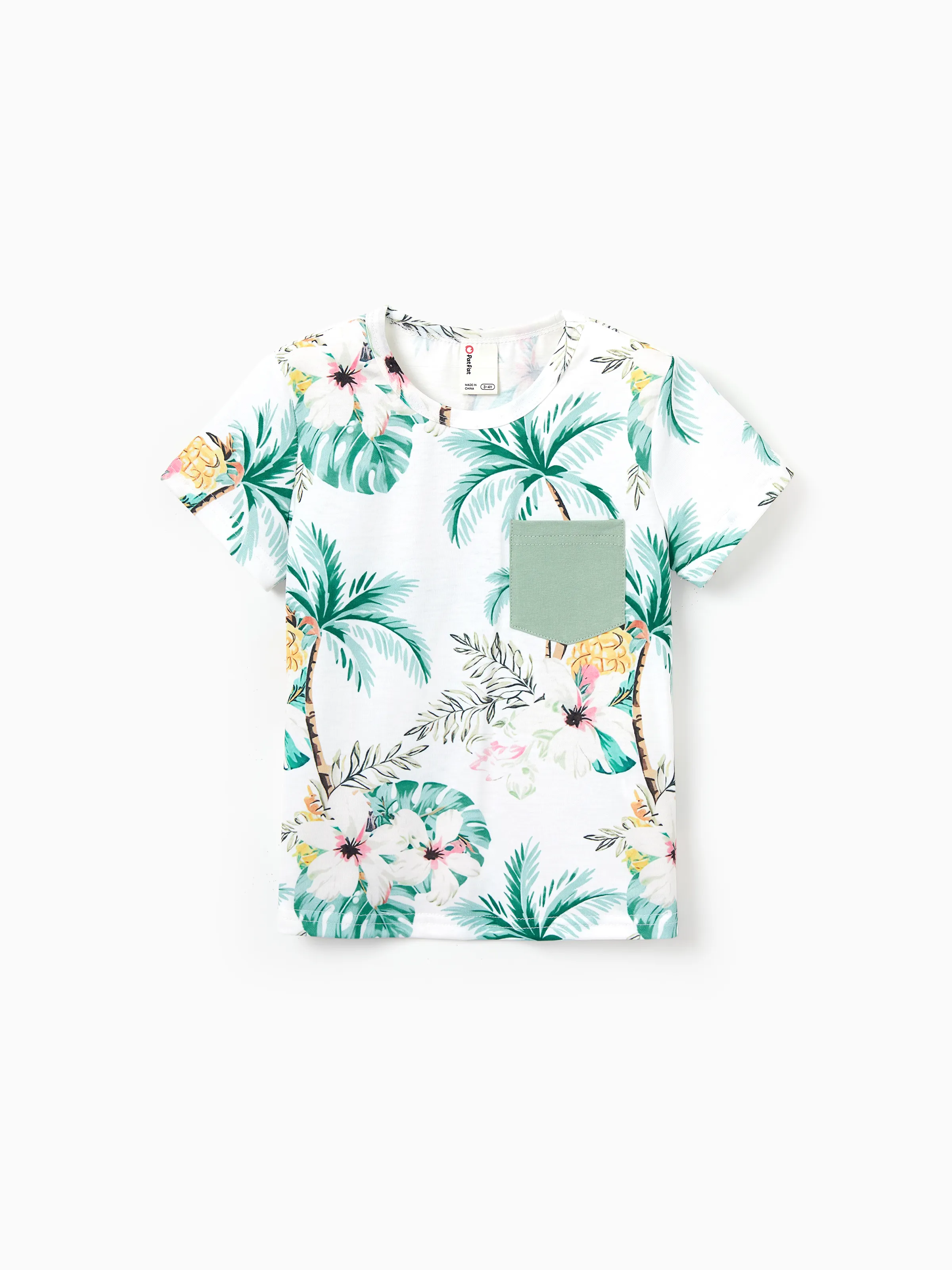 Mommy & me Tropical Print Outfits Mommy & Me Tank Dress & Kids Cotton T-Shirt Set Green - Image 25