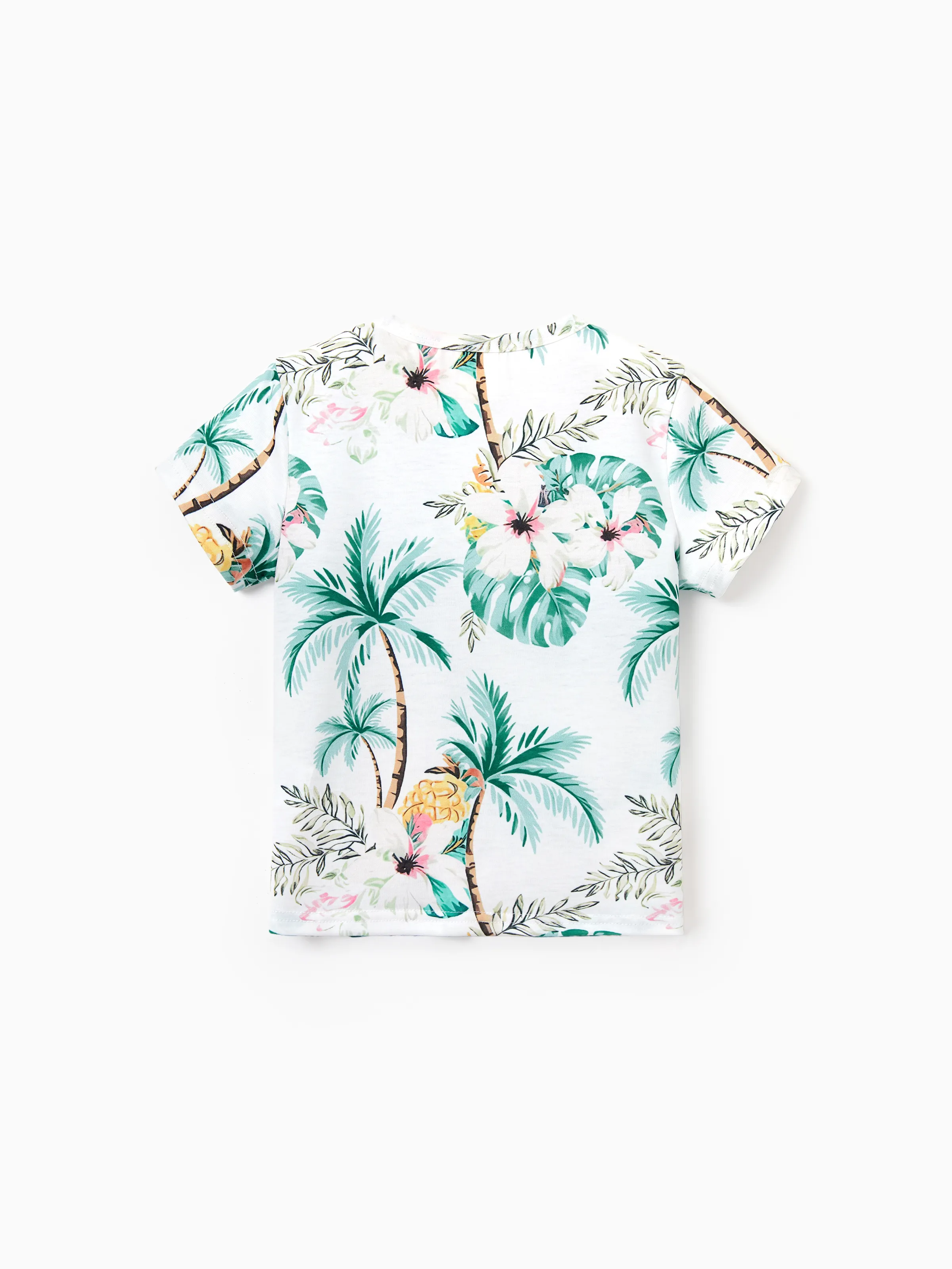 Mommy & me Tropical Print Outfits Mommy & Me Tank Dress & Kids Cotton T-Shirt Set Green - Image 26
