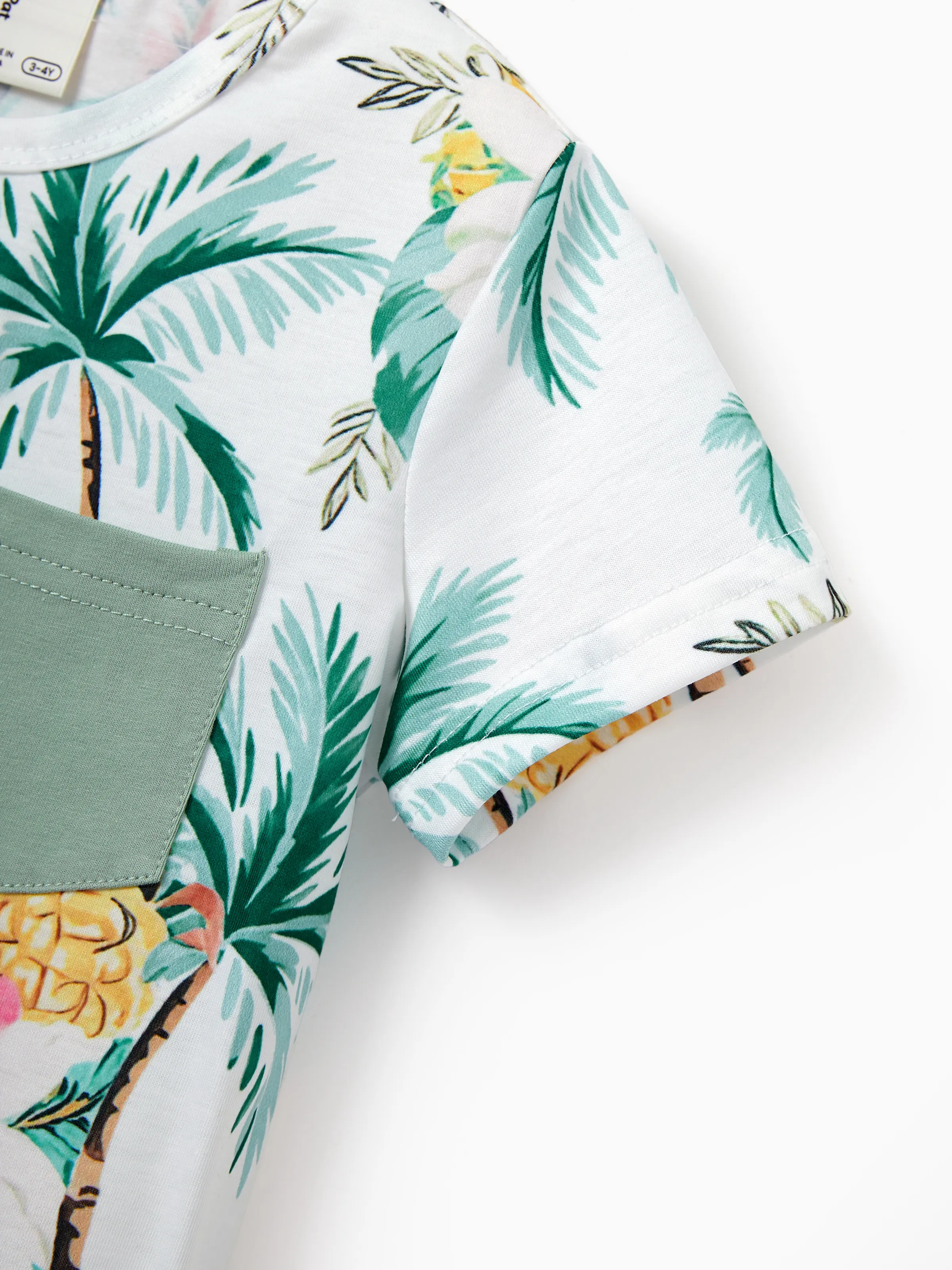 Mommy & me Tropical Print Outfits Mommy & Me Tank Dress & Kids Cotton T-Shirt Set Green - Image 28