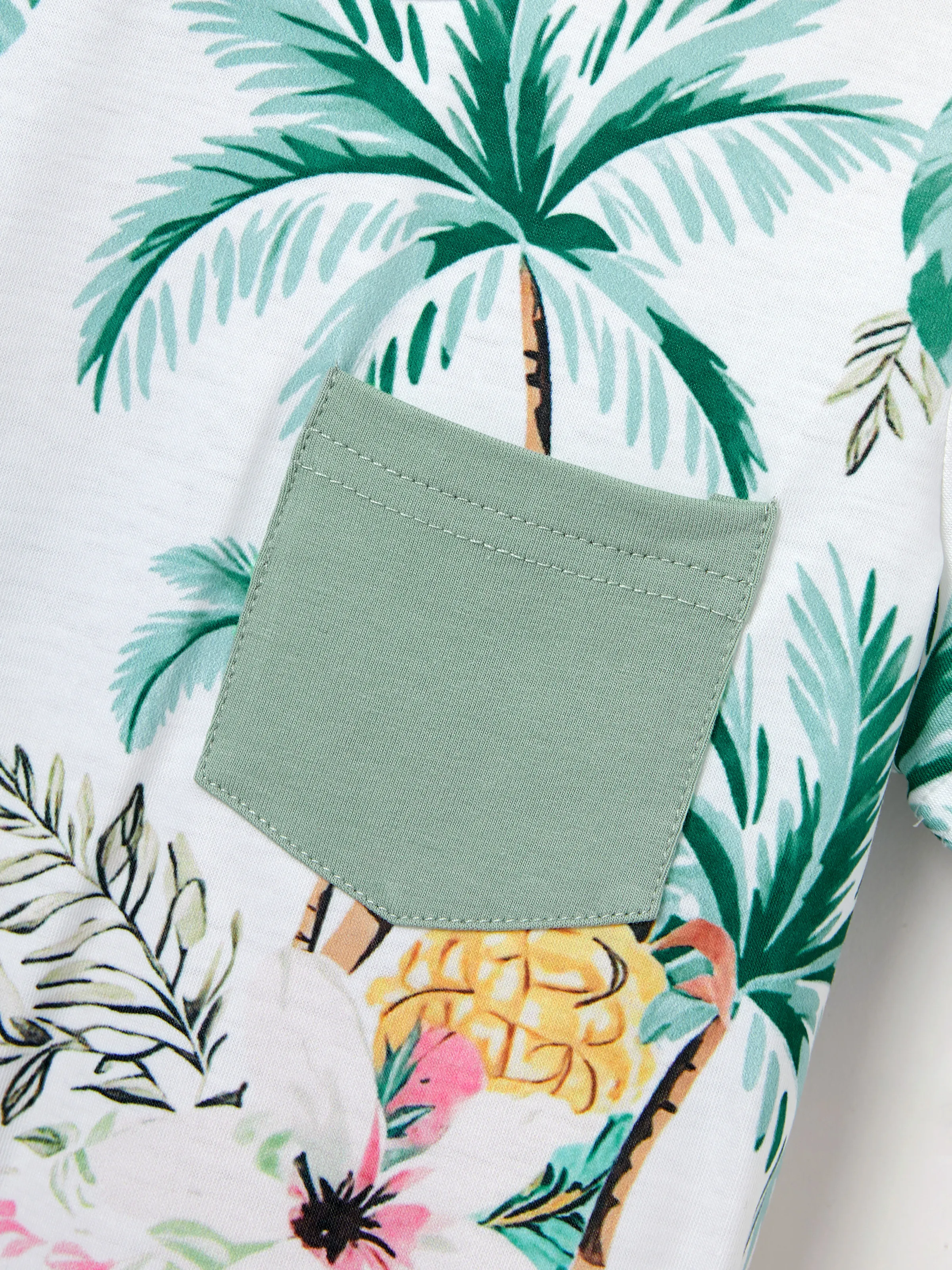 Mommy & me Tropical Print Outfits Mommy & Me Tank Dress & Kids Cotton T-Shirt Set Green - Image 29