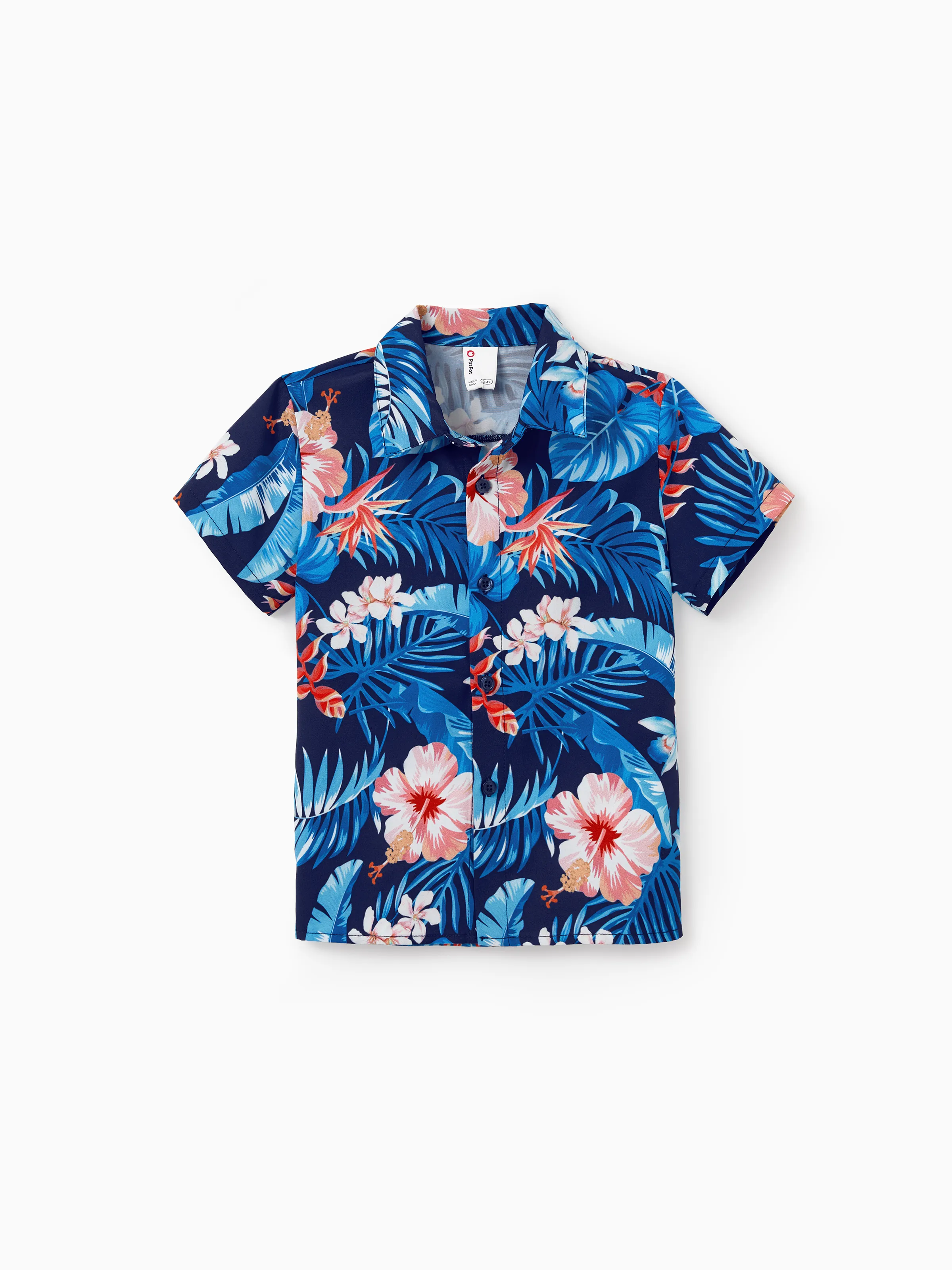 Mommy & me Vacation Set Tropical Floral Print Shirt or Halter Dresses for Dad, Mom, Kids & Baby, Perfect for Summer Holidays & Family Photos Deep Blue - Image 19