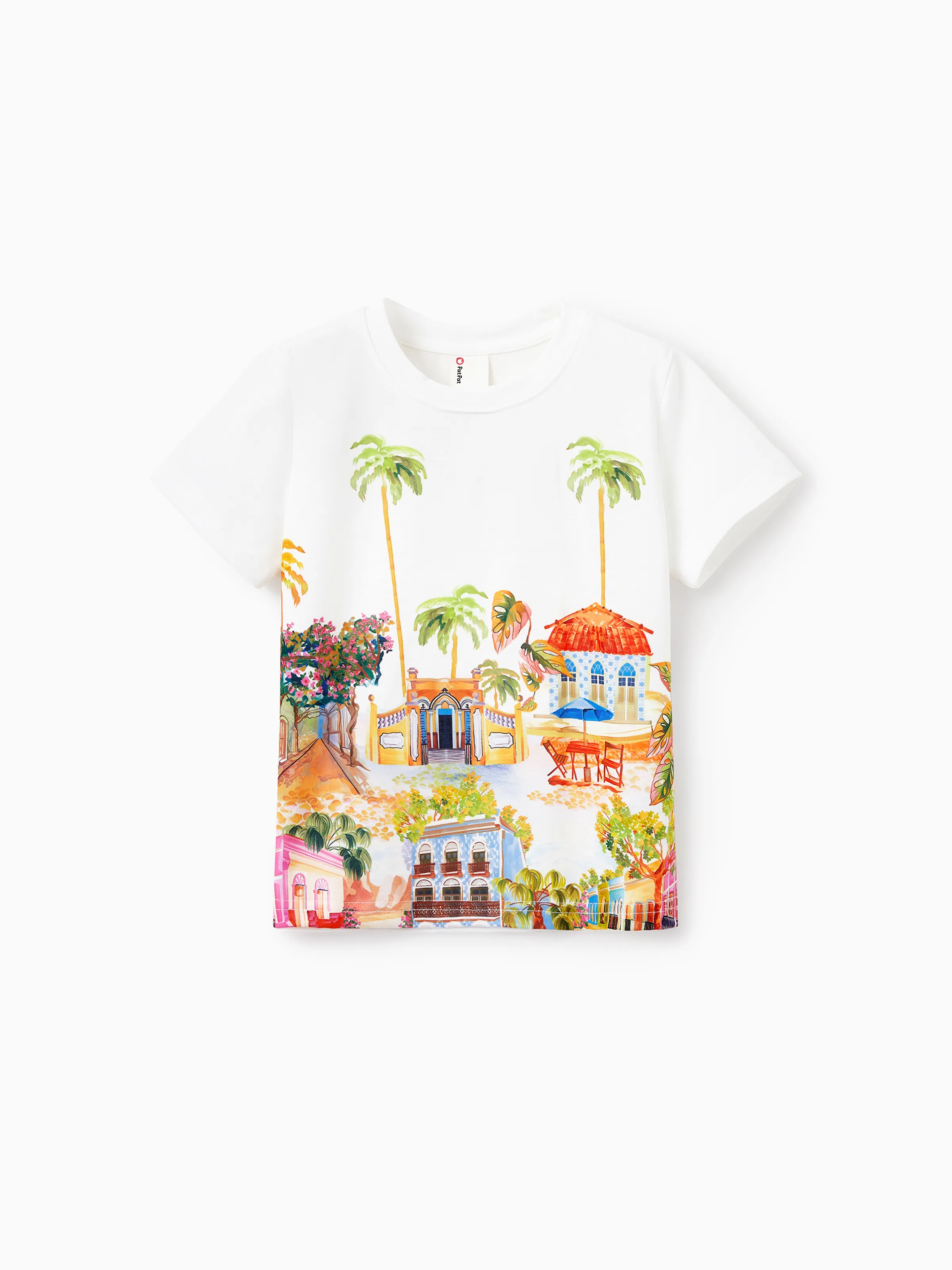 Mommy & me Vacation Set Tropical Pineapple Coconut Tree Print Short-sleeve T-shirt or Hollow out Strap Dress for Summer Vacation White - Image 20