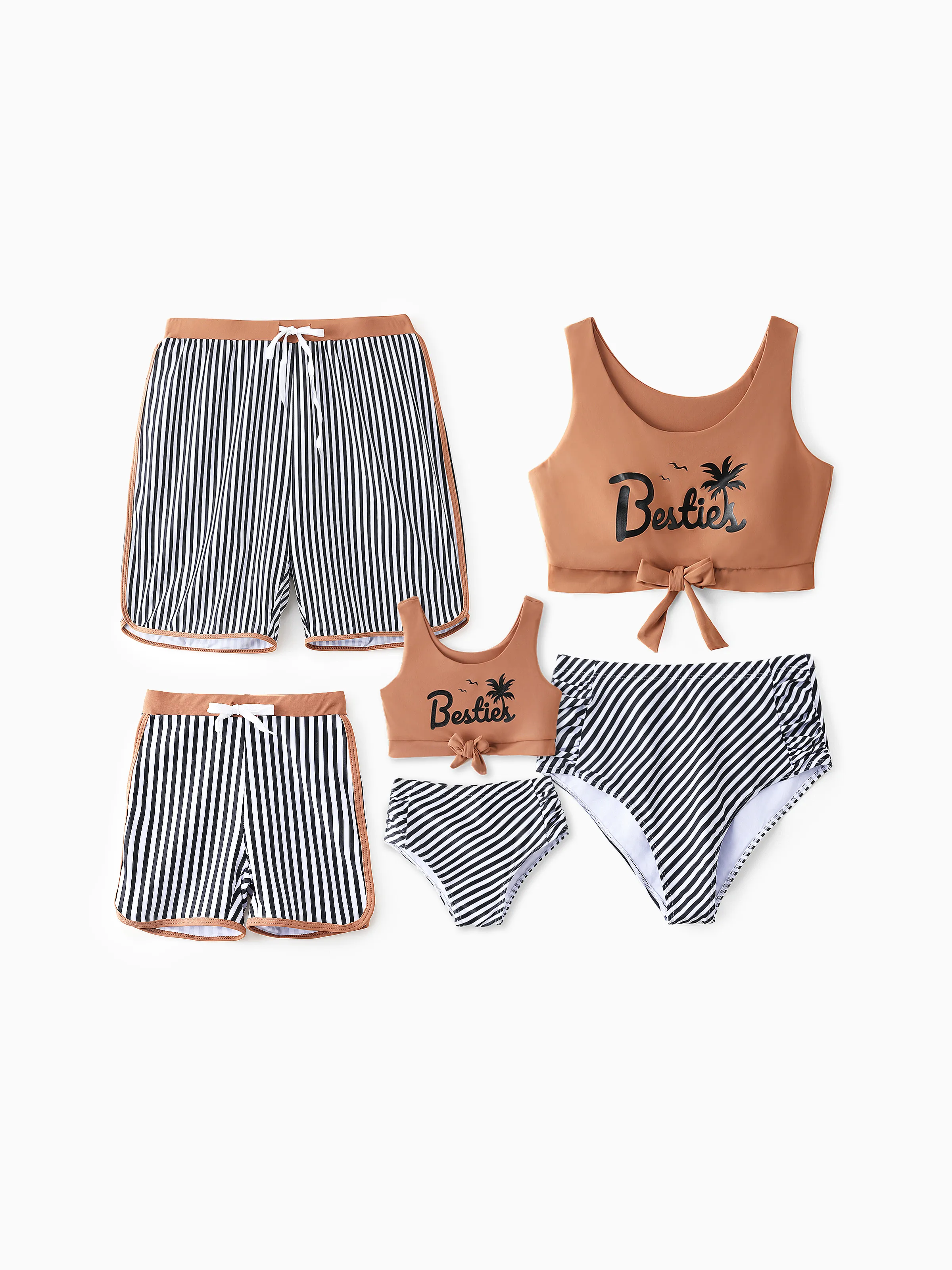 Mommy & me Besties Printed Crop Tank Bikini Khaki - Image 2